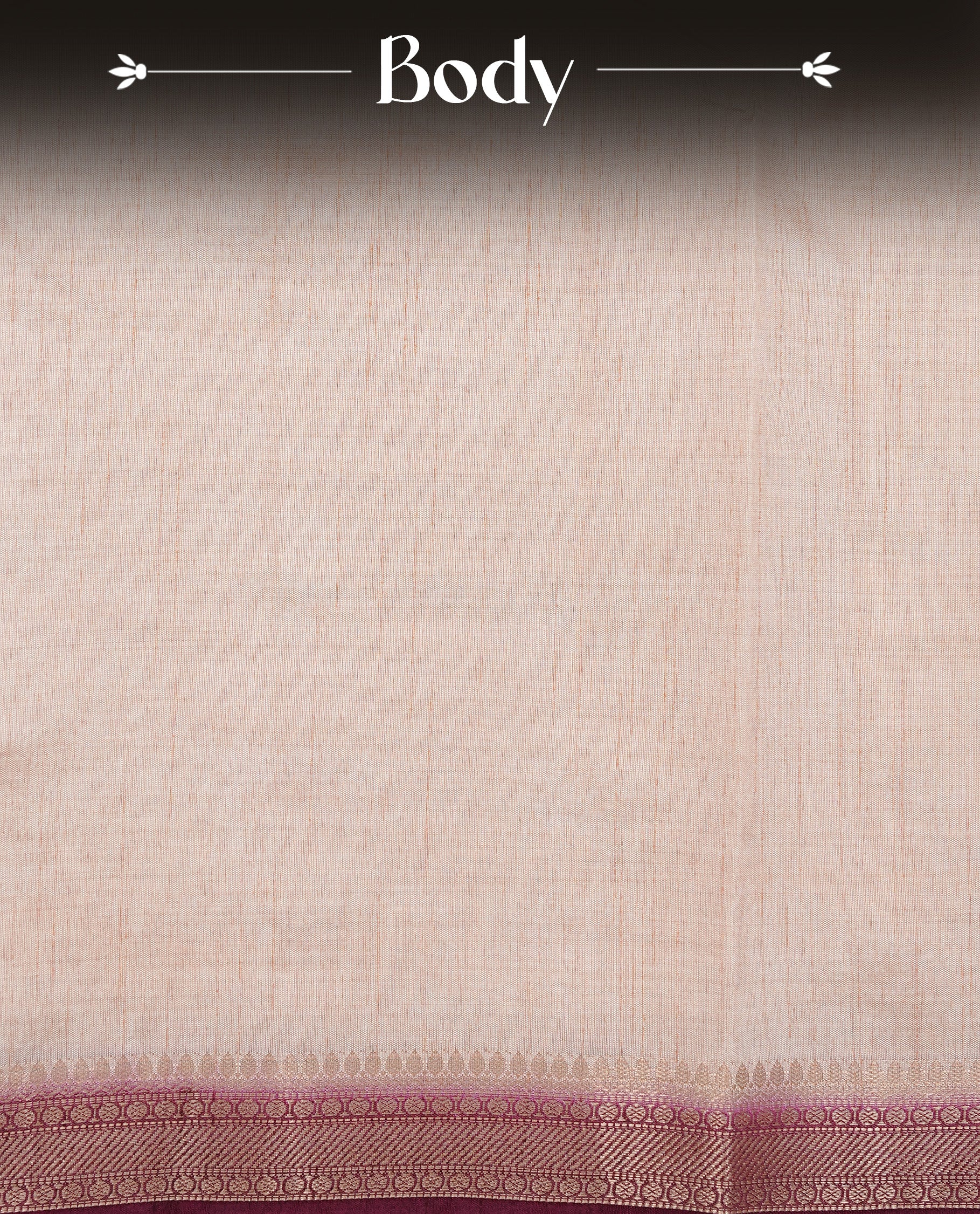 Cream colour Tussar silk saree featuring Elegant Plain body, complemented by Contrast Grape colour with gold zari border, paired with matching blouse piece.