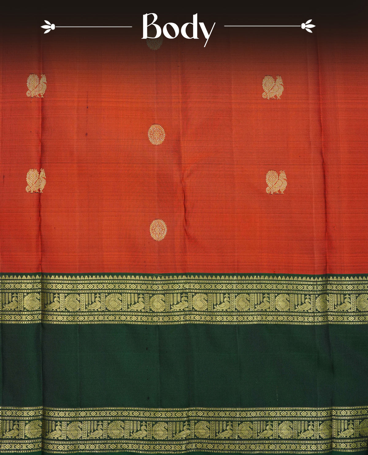 Rust orange colour traditional kancheepuram silk saree