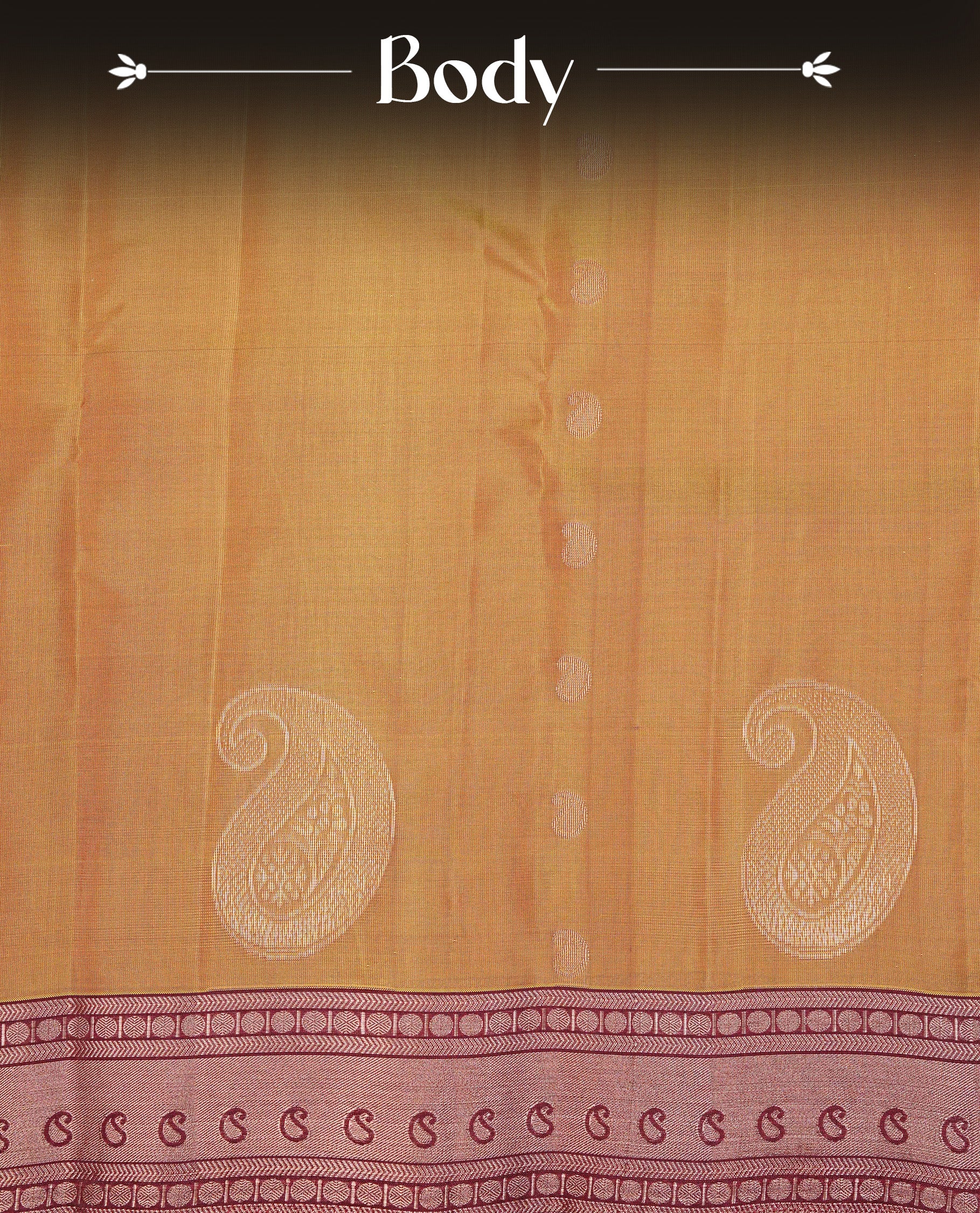 Olive Colour Traditional Kancheepuram  Silk Saree Featuring Gold Zari Mango Motifs on the Body, Complemented by a Contrast Maroon Colour  Gold Traditional Border and Pallu, Paired with a Matching Blouse .