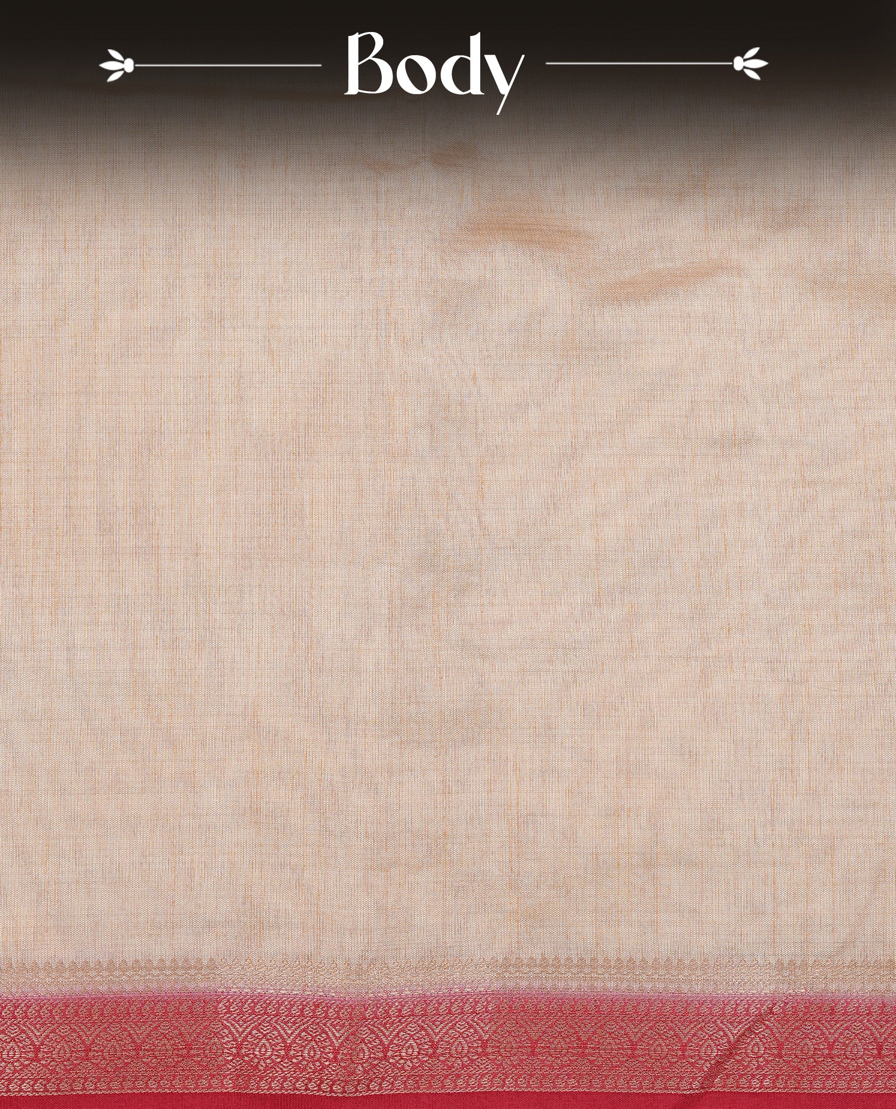 Cream colour Tussar silk saree Featuring Elegant Plain body, complemented by Contrast Red colour with gold zari border, paired with matching blouse piece.