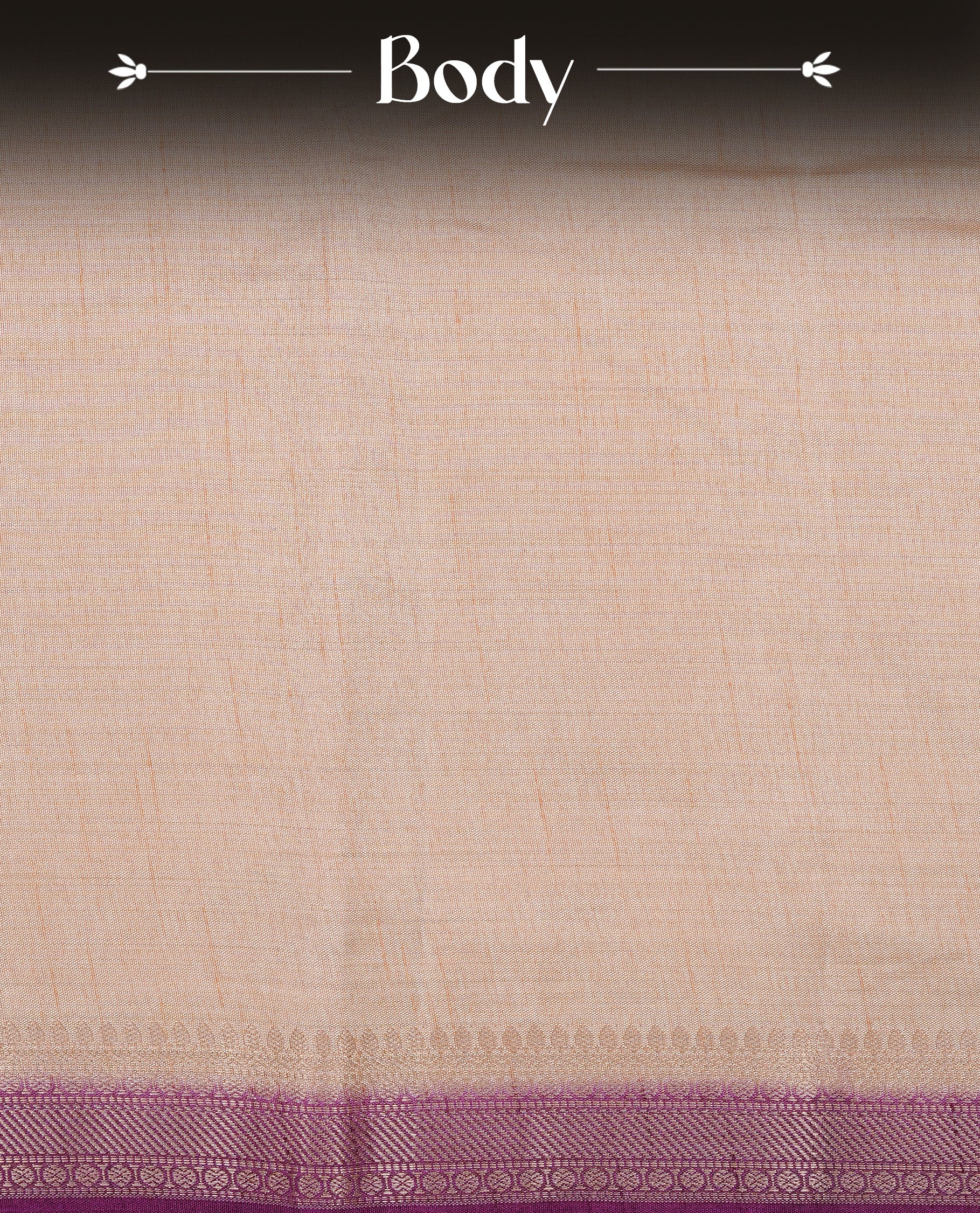 Cream colour Tussar silk saree Featuring Elegant Plain body, complemented by Contrast Purple colour with gold zari border, paired with matching blouse piece.