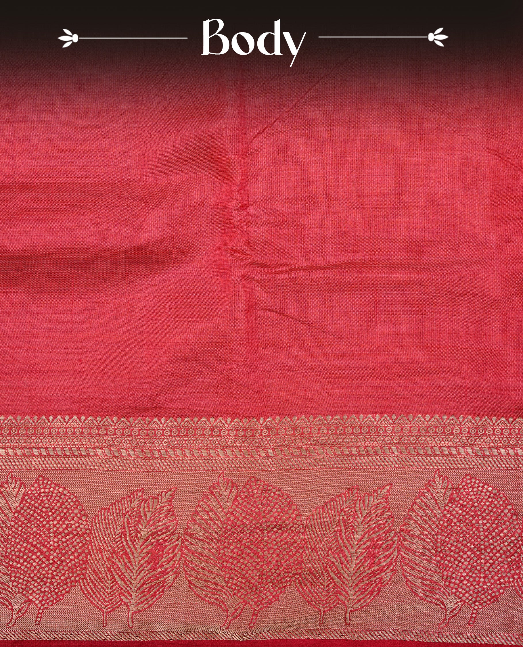Red colour semi tussar silk saree featuring an elegant plain body with traditional gold zari detailed border for a refined look. Comes paired with a matching blouse piece.
