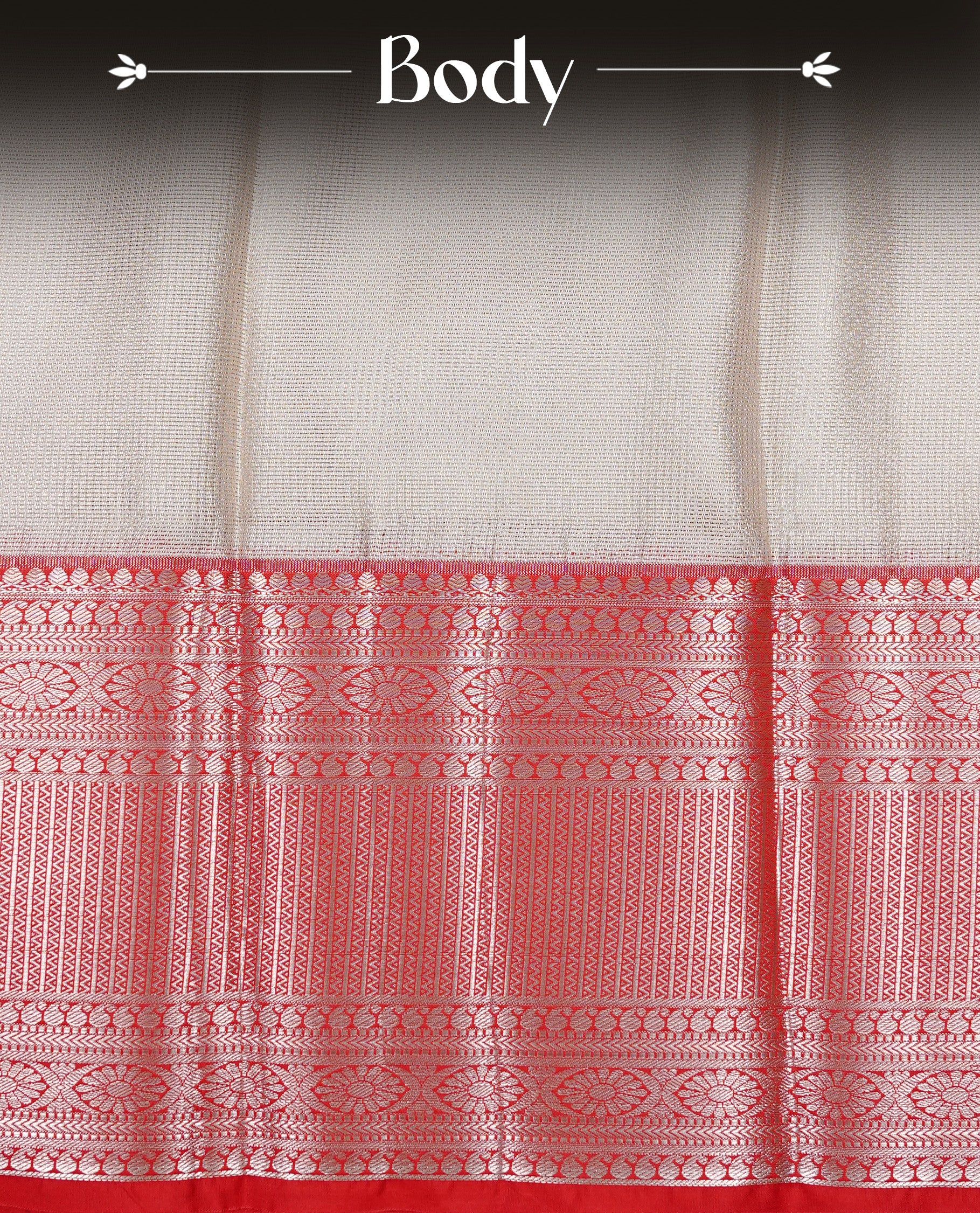 Creamy colour Net Tissue saree Elegant plain body, complemented by Red colour with Light gold zari traditional border, paired  with matching blouse piece.