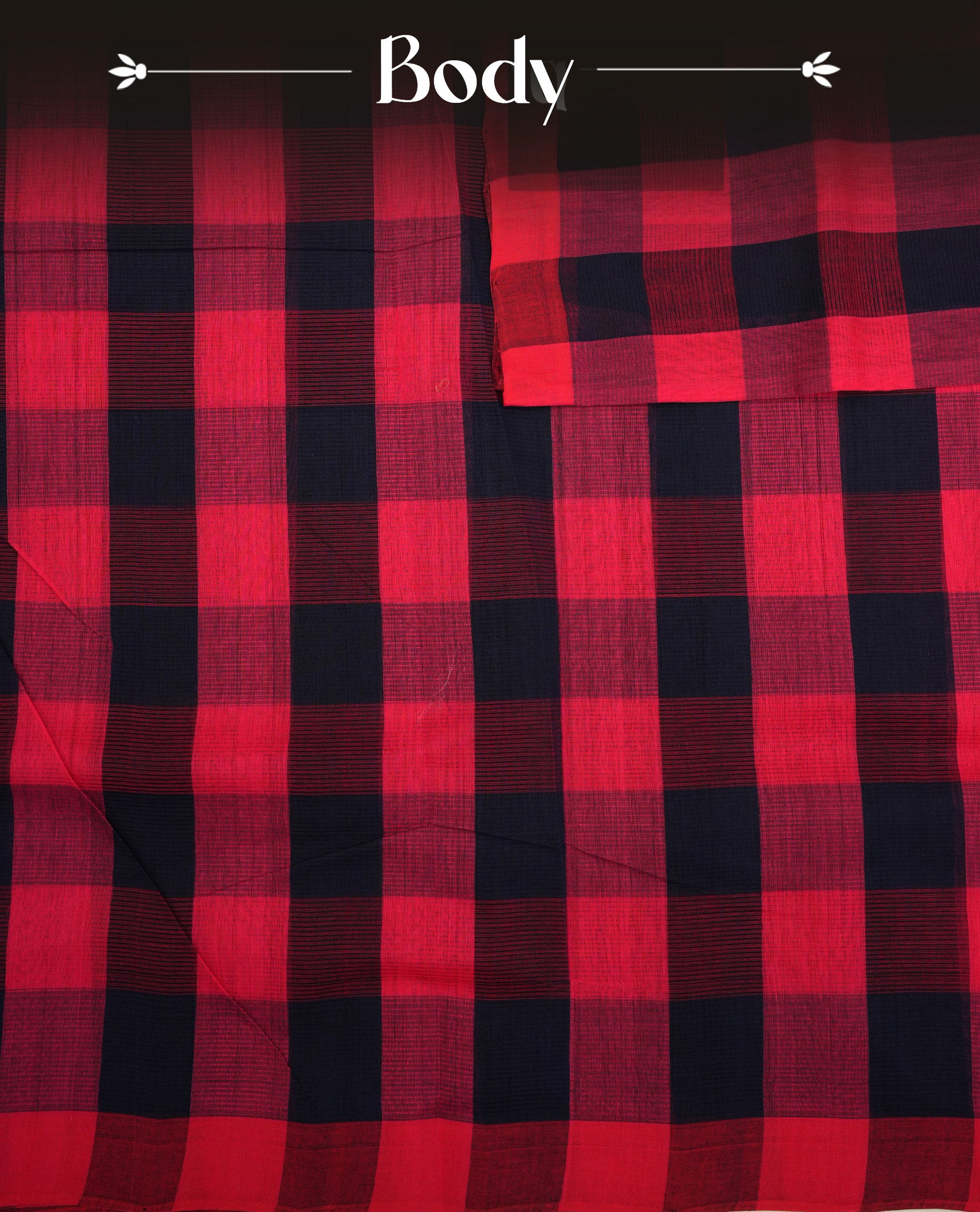 Navy Blue and Pink checked Mangalagiri cotton saree Featuring Self Coloured Border ,With Striped  pallu, Paired With A matching blouse piece.