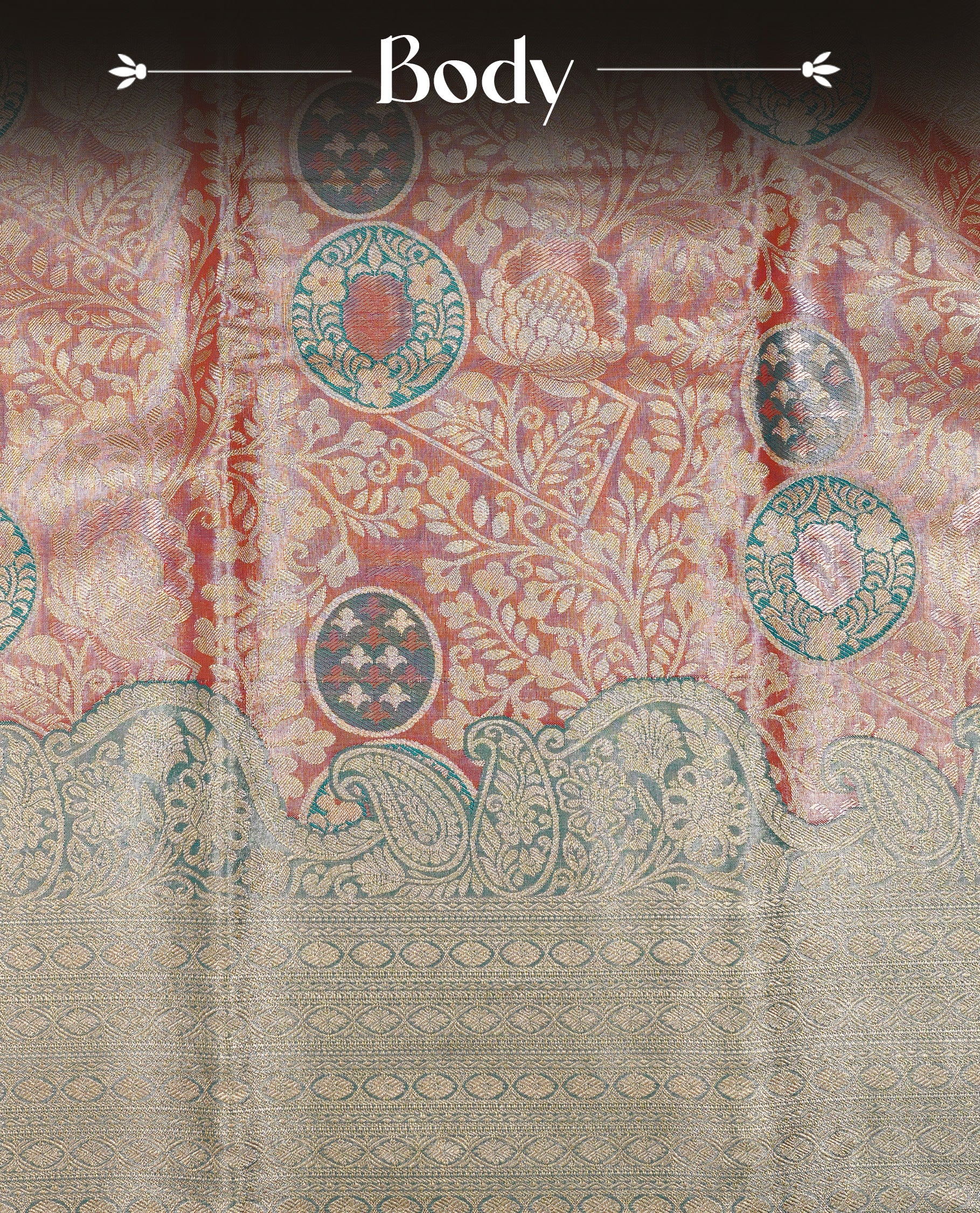 Light Pink colour Tissue silk saree featuring Gold zari Floral kodi design on body, enhance with Aqua colour with traditional zari border, paired with matching blouse piece.