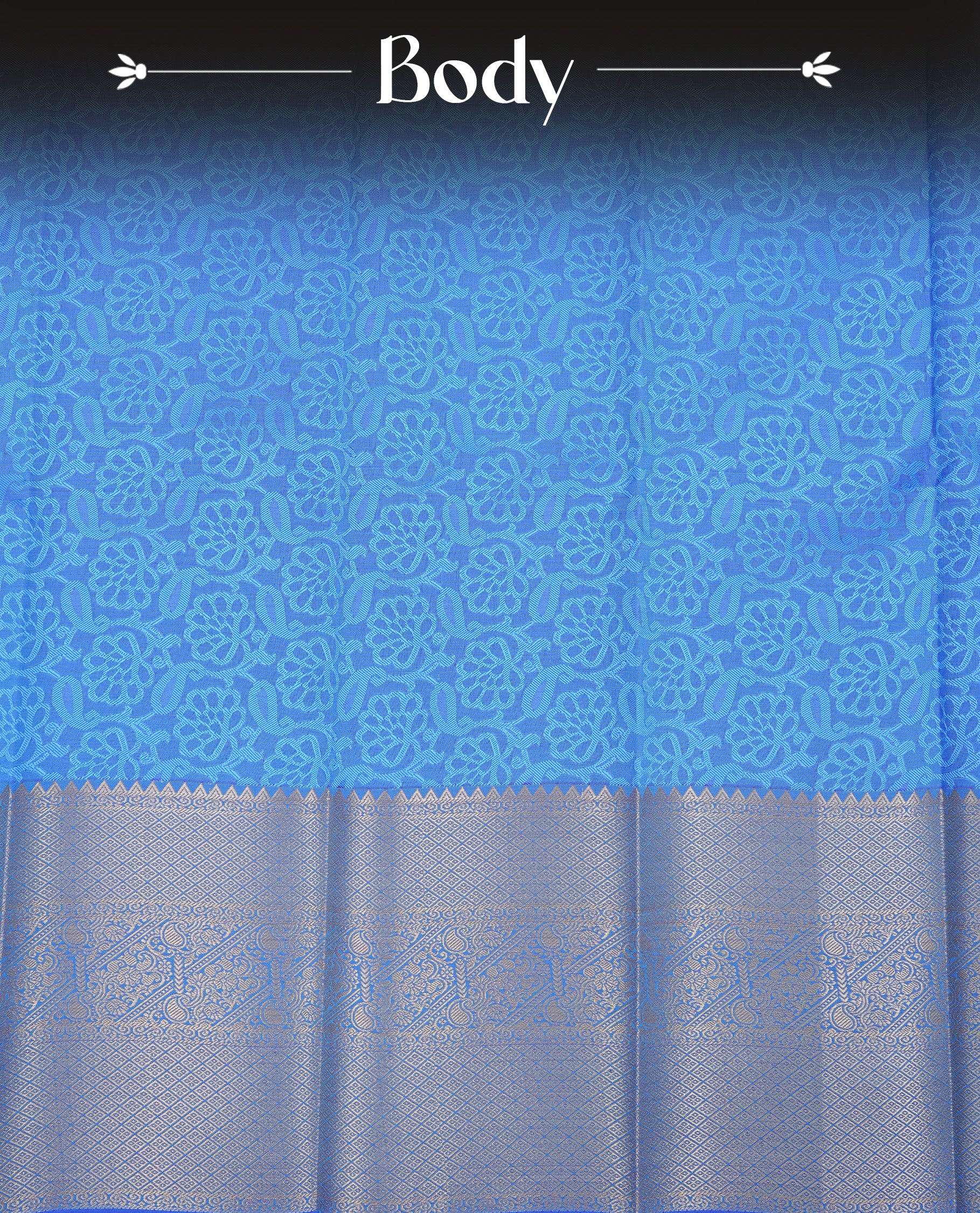 Neon blue colour Semi silk saree Featuring Self colour zari pattern on body, complemented by contrast blue colour with gold zari border, paired with matching blouse piece.