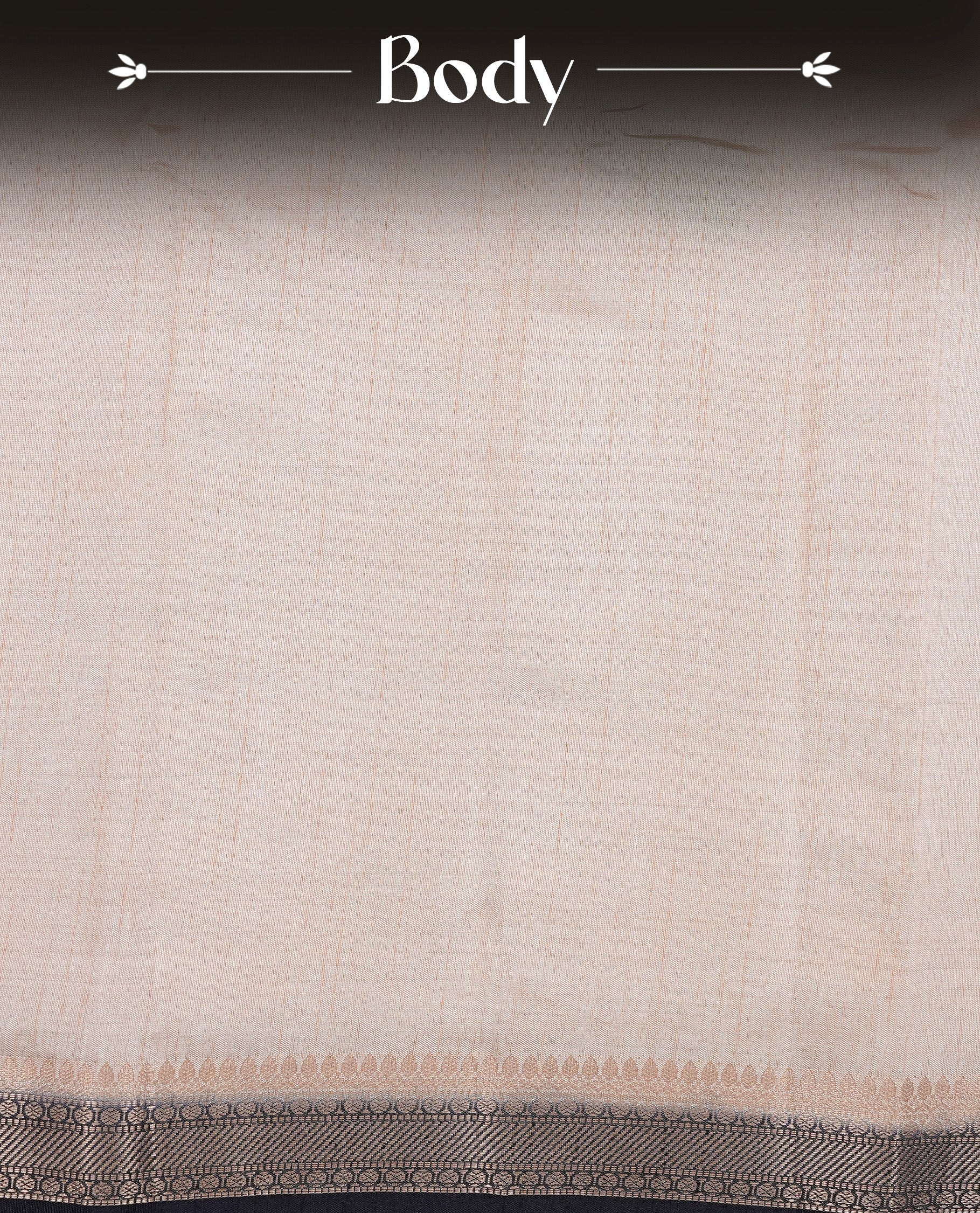 Cream colour Tussar silk saree Featuring Elegant Plain body, complemented by Contrast Black colour with gold zari border, paired with matching blouse piece.
