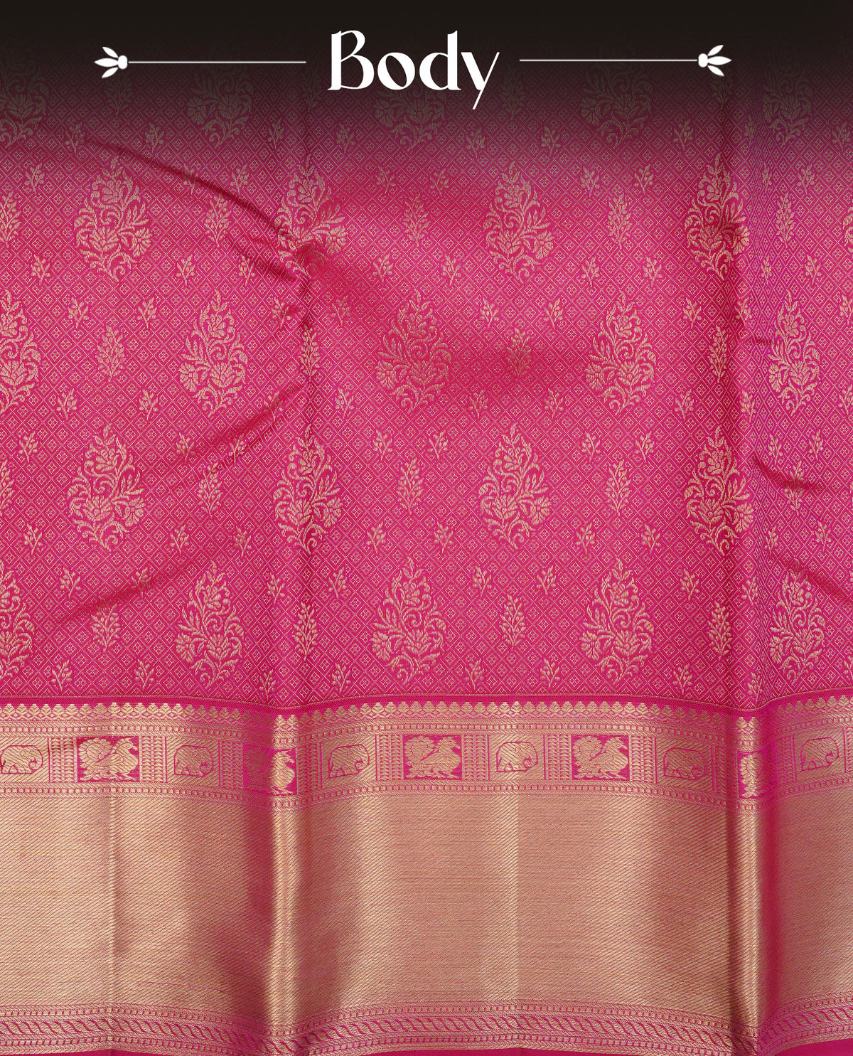Maroon colour pure wedding silk saree featuring gold zari Small diamond & Motifs on body, complemented by self colour with traditional border, comes with matching blouse piece.
