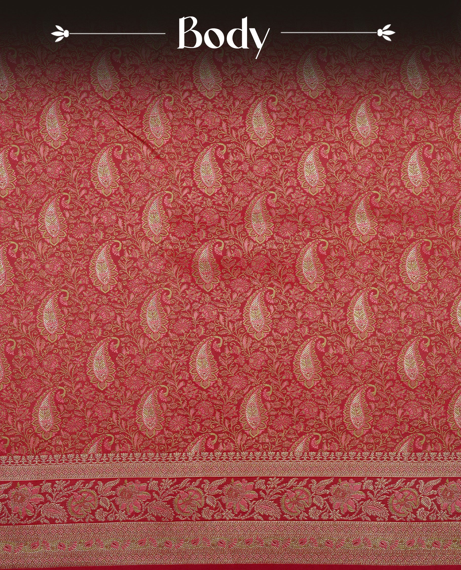 Brown colour Bulberry silk saree featuring gold zari Mango & floral kodi pattern across body, complemented by self colour border with gold zari work, comes with matching blouse piece.
