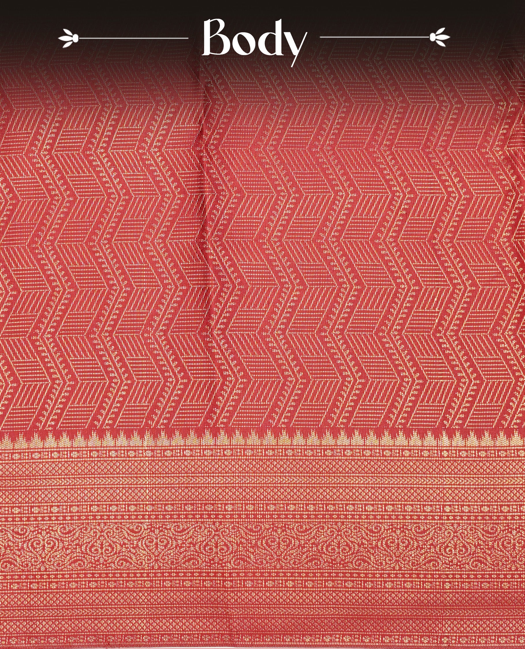 Maroon colour semi wedding silk saree featuring gold zari zigzag pattern on body, enhanced with self colour with traditional border, paired with matching blouse piece.