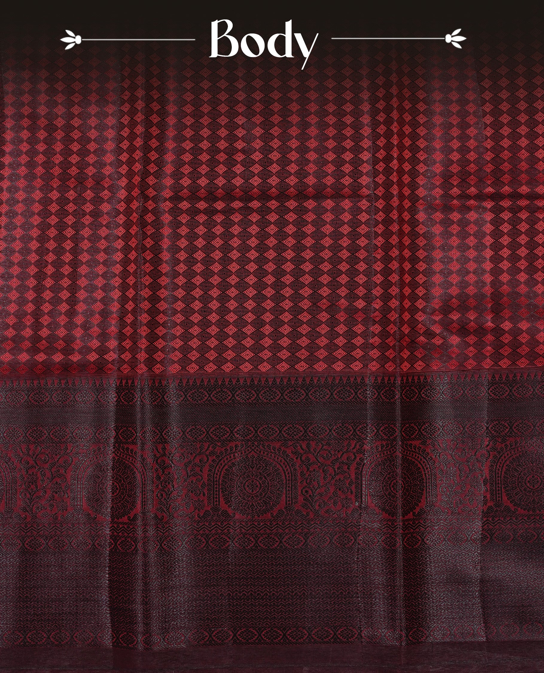 Dark Chocolate brown Tissue silk saree featuring Elgant Plain body, enhance with black traditional zari border, paired with matching blouse piece.
