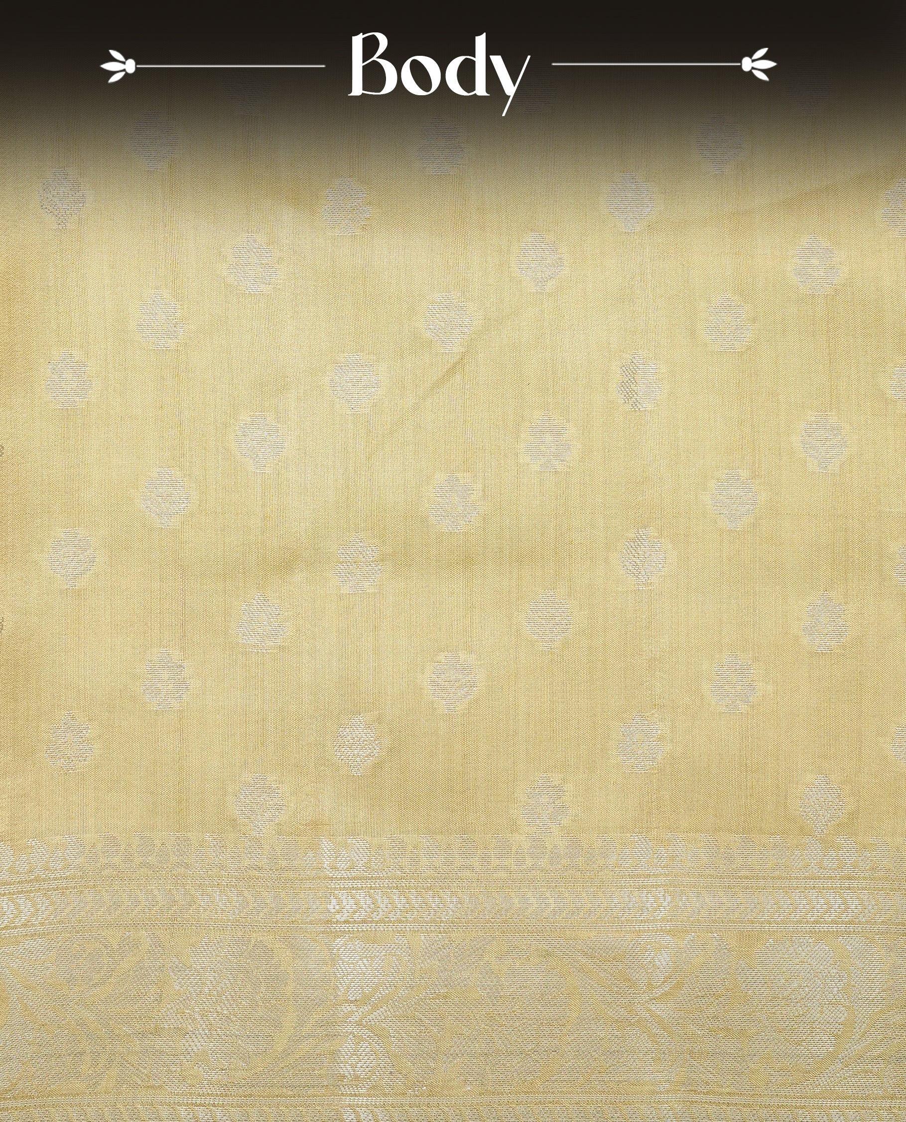 pastel yellow Colour Tussar silk saree with silver zari buttas On Body, a Contrast  Self Coloured zari border and pallu, Paired With a matching blouse piece.