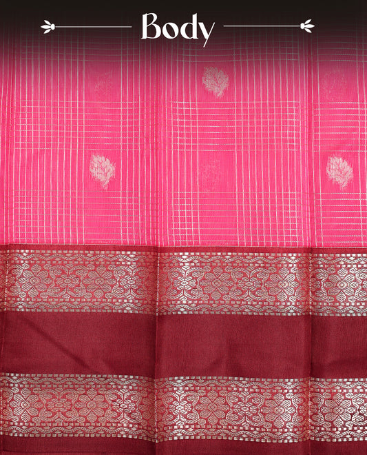 Rani pink colour soft silk saree