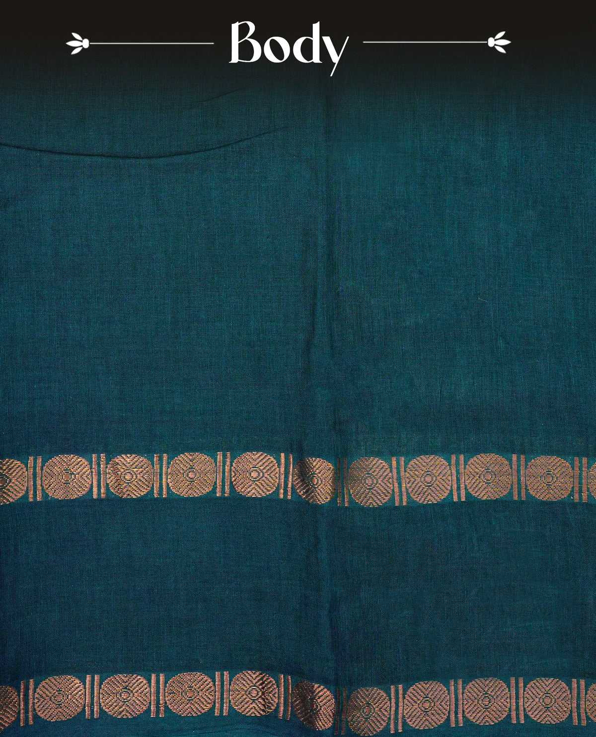 Teal Green  Colour Sungudi Cotton Saree with gold zari coin motifs on the body, a matching gold zari border, and a striped gold zari pallu. Paired with a contrast maroon blouse featuring a gold zari border.