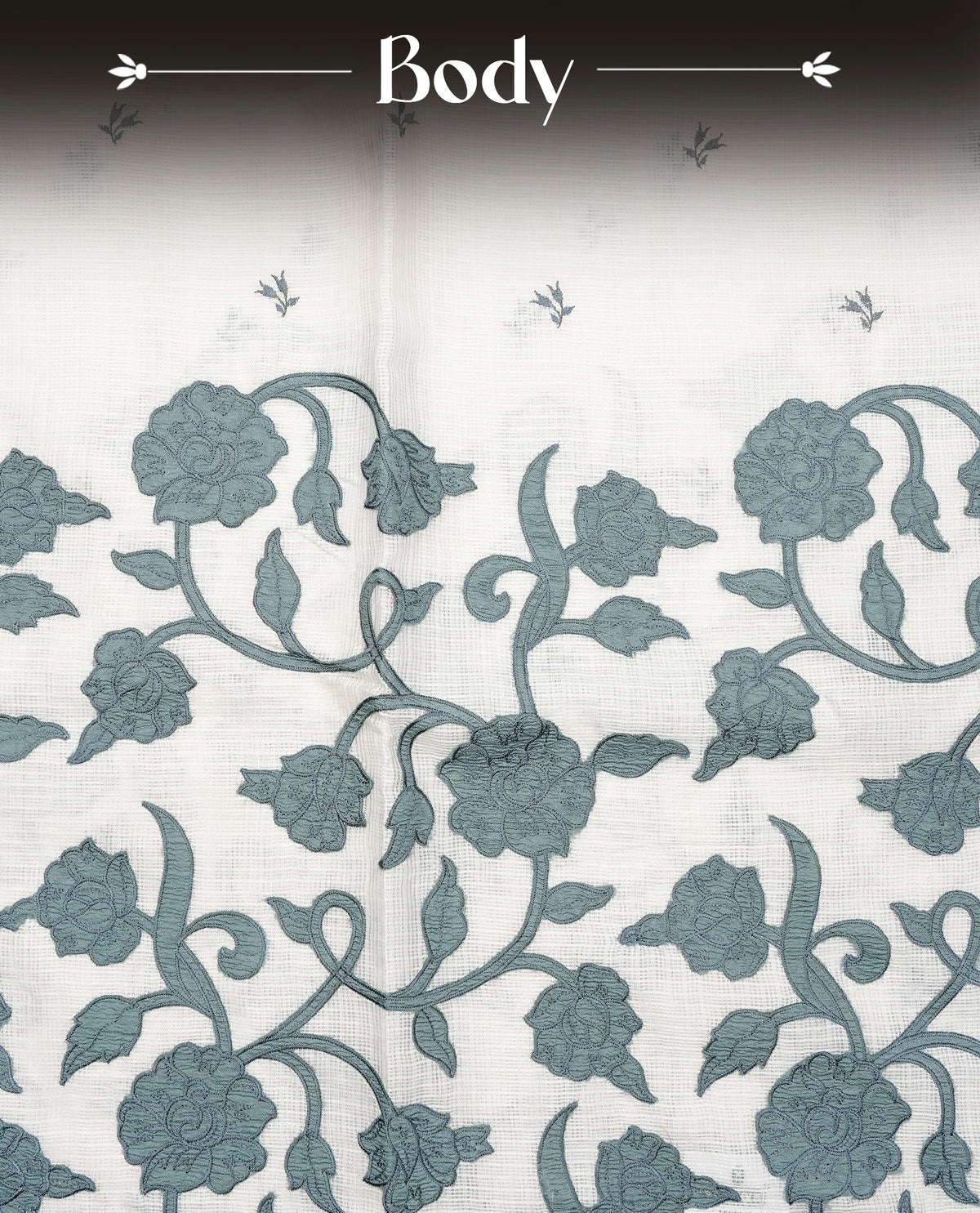 Cream with Greyish Blue colour Net Kota Designer saree.