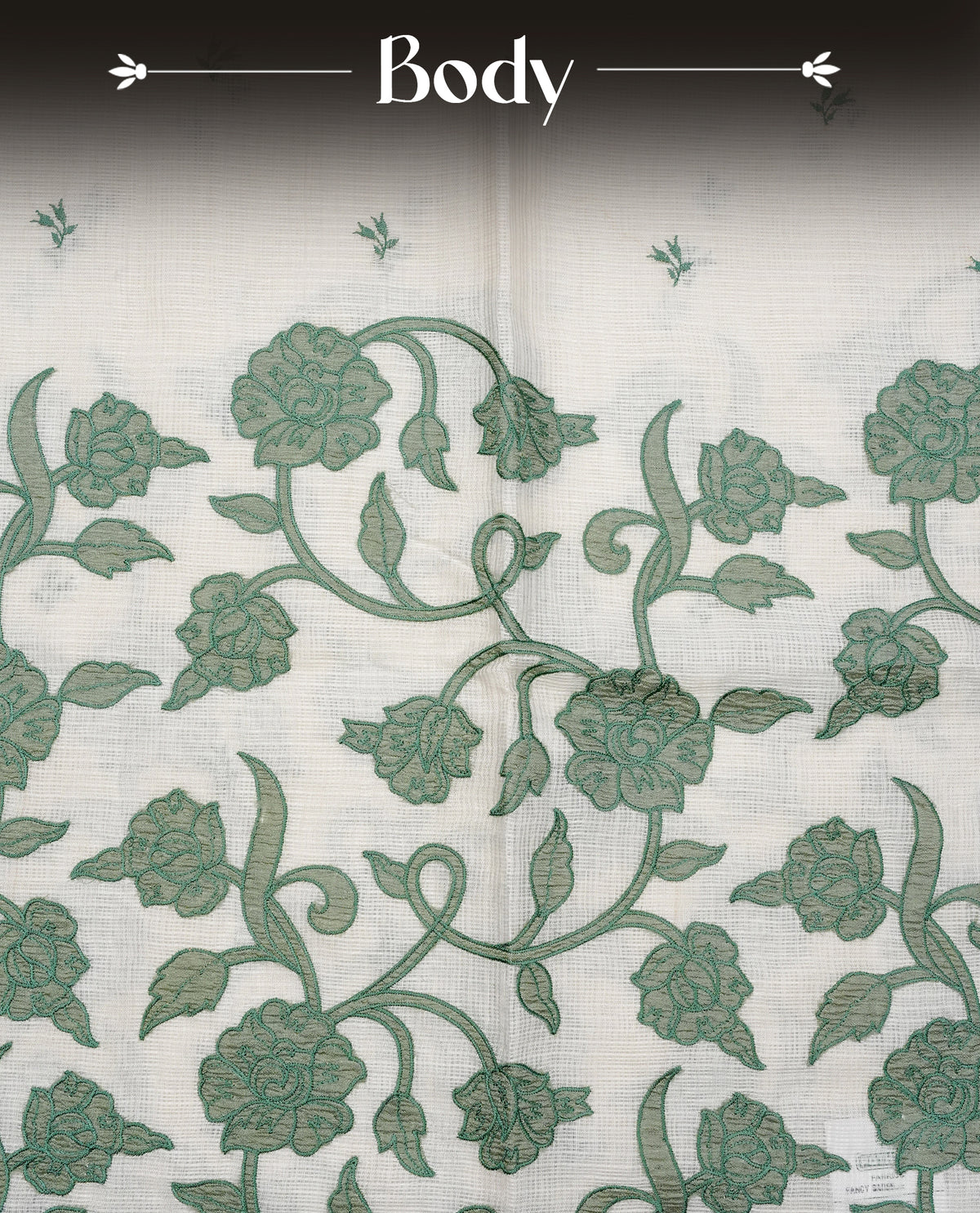 Cream with Green colour Net Kota Designer saree.