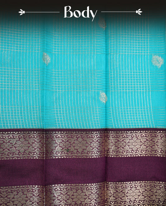Turquoise colour soft silk saree