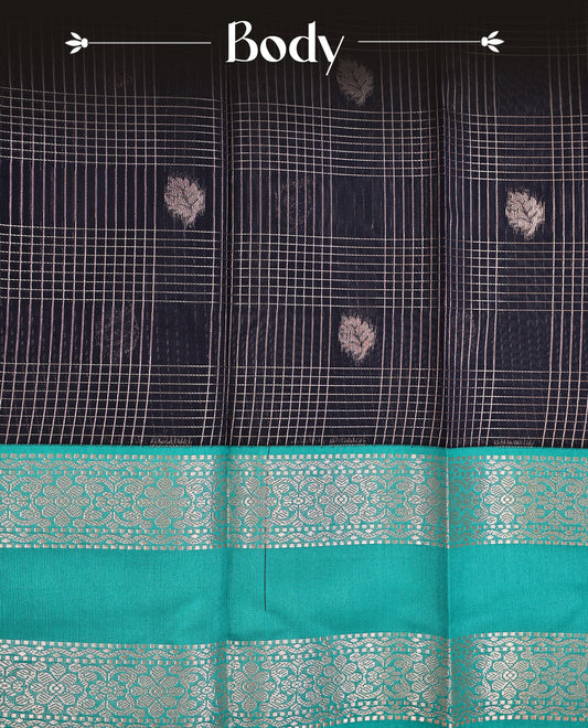 Navy blue colour soft silk saree