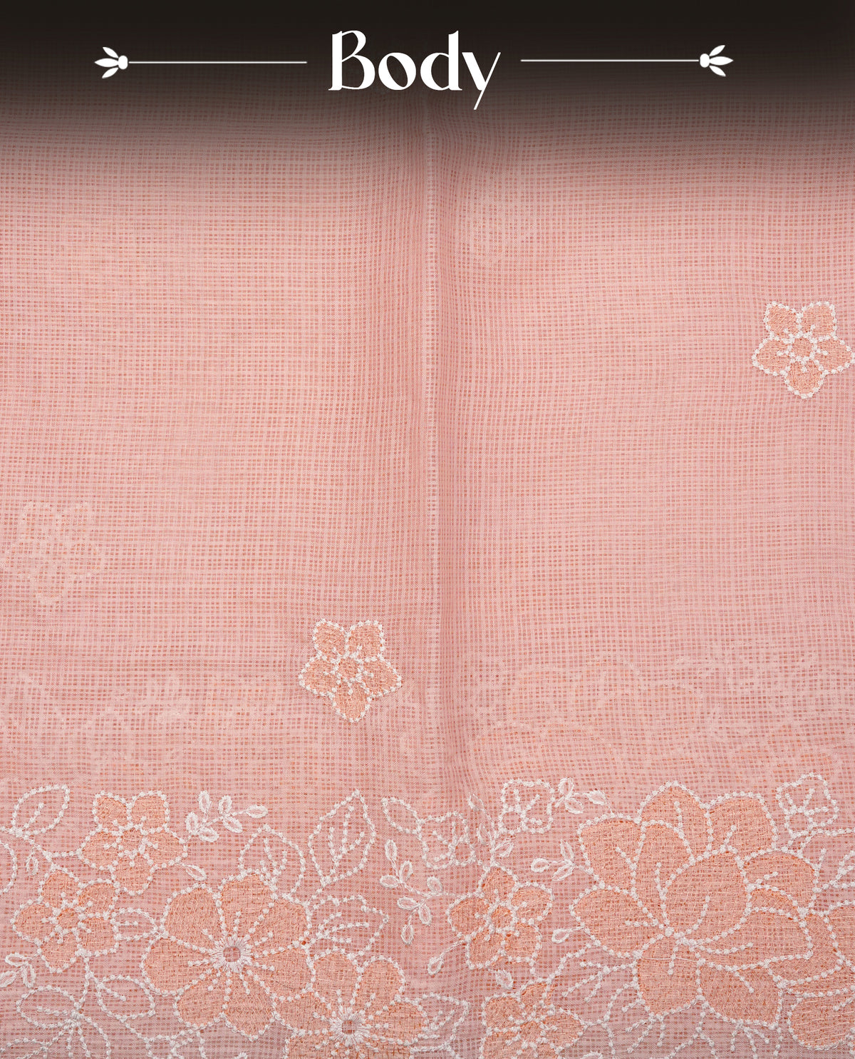 Pastel Peach colour Net Kota Designer saree.