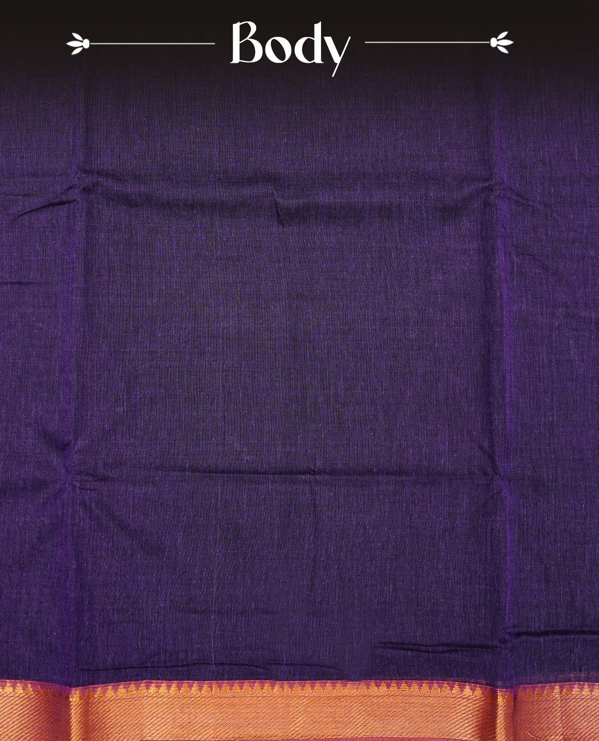 Purple colour Narayanapattu cotton saree with a plain body, complemented by a magenta Colour with Gold Zari border & contrast pallu, paired with a matching blouse piece.