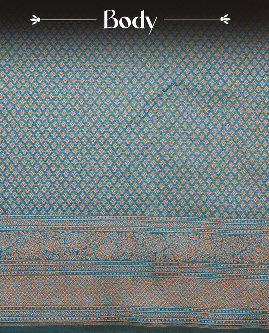 Teal Colour Banaras Katan Silk Saree