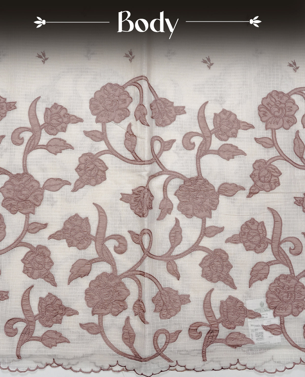 Cream with Rose Gold colour Net Kota Designer saree.