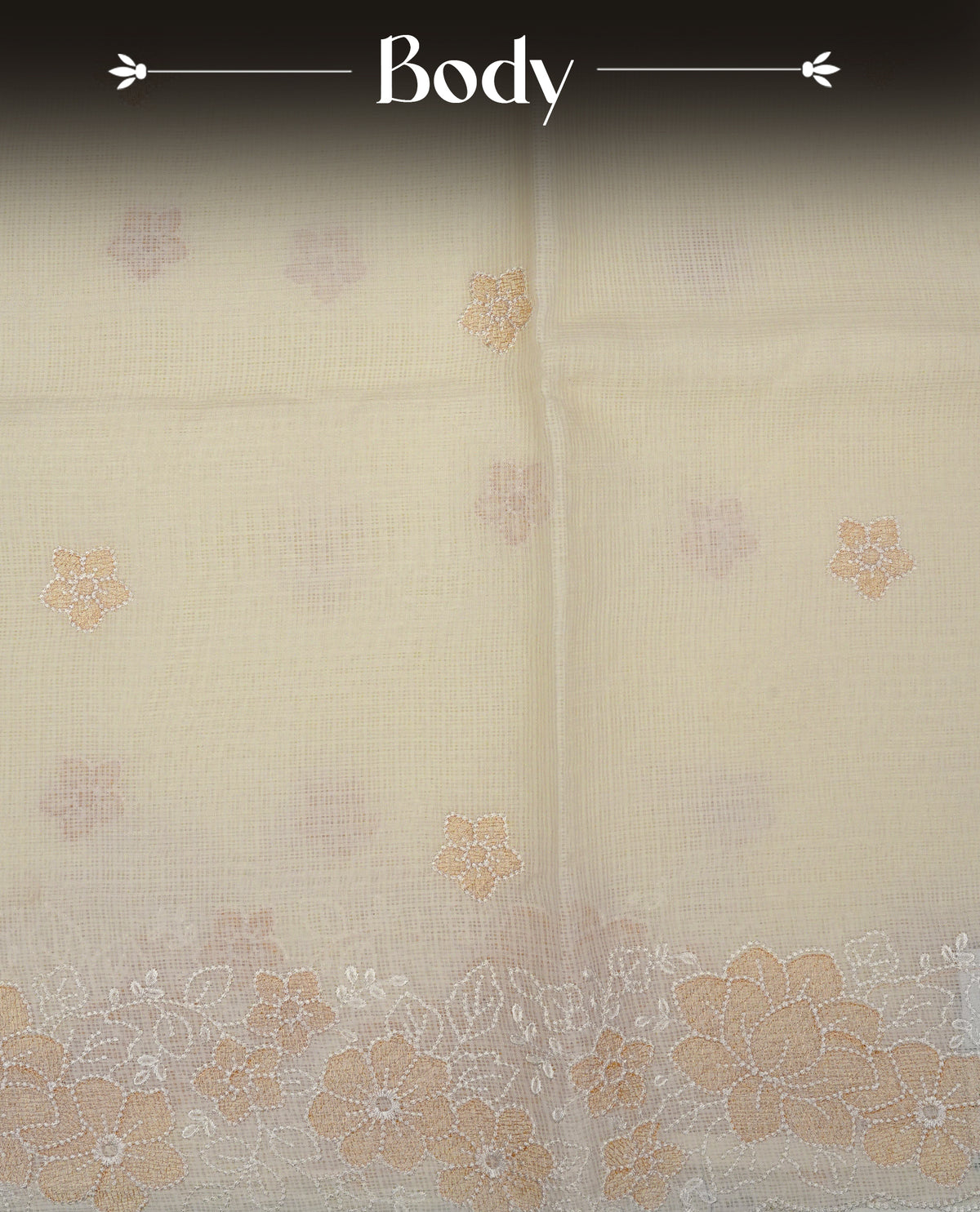 Cream colour Net Kota Designer saree.