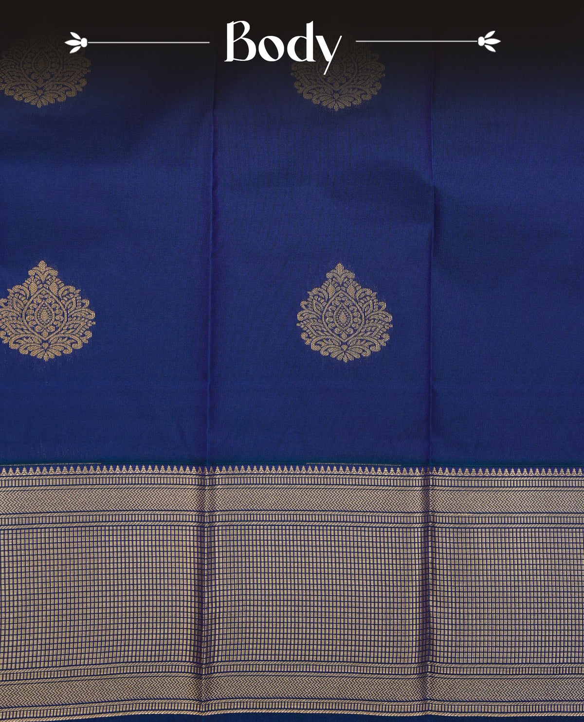 Blue & green doubleshade soft silk saree featuring gold zari floral motifs on body, contrast self colour gold zari traditonal border, grand pallu comes with matching blouse piece.