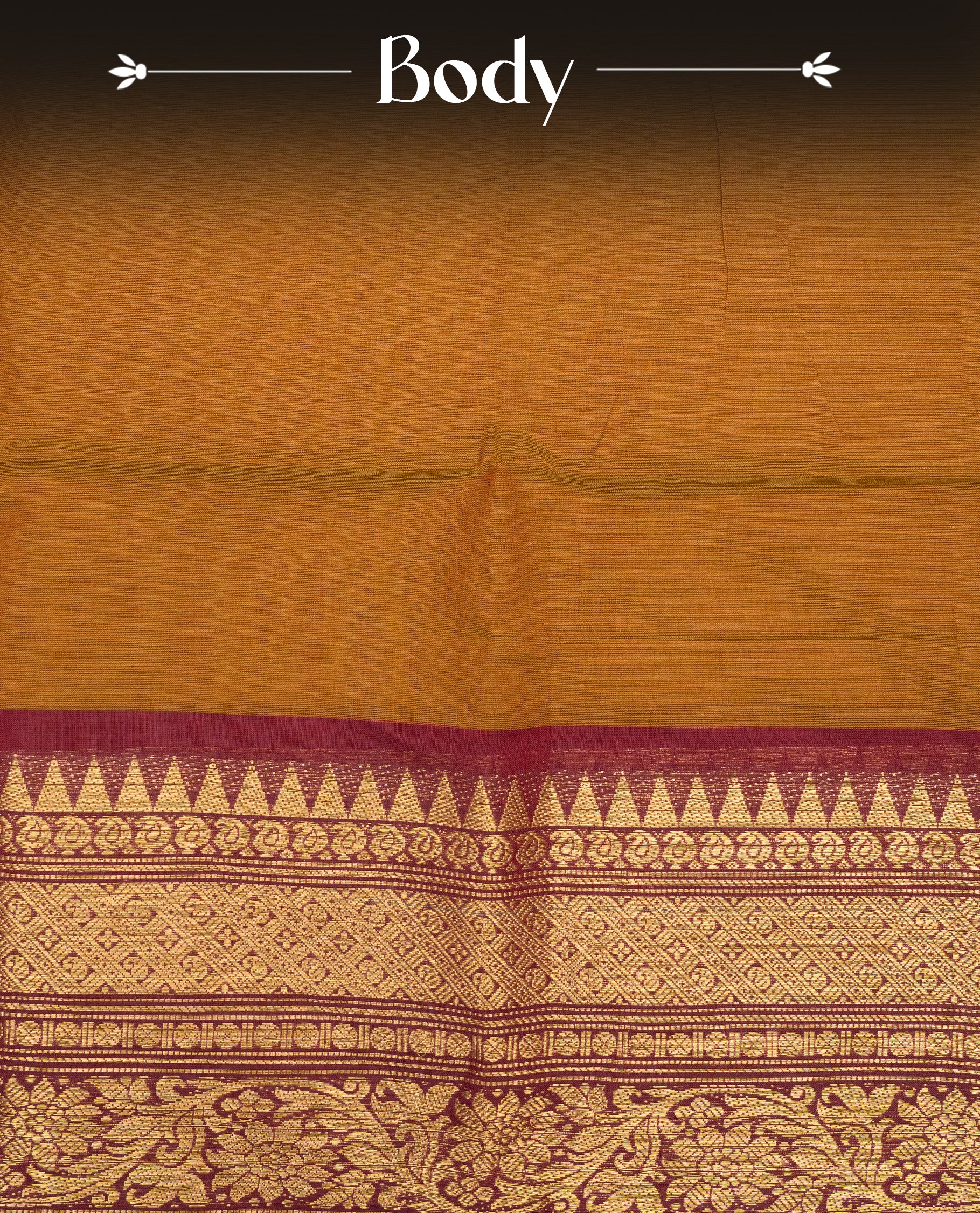 Brick colour chettinad cotton saree featuring elegant plain body, Contrast maroon colour with Gold zari border, comes with matching blouse piece.