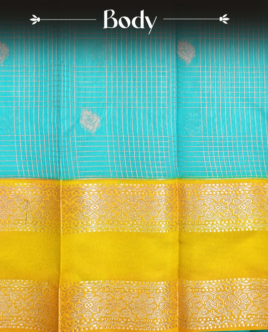 Aqua Blue colour soft silk saree
