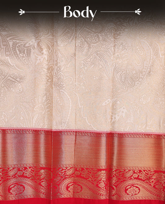 Off white colour soft silk saree