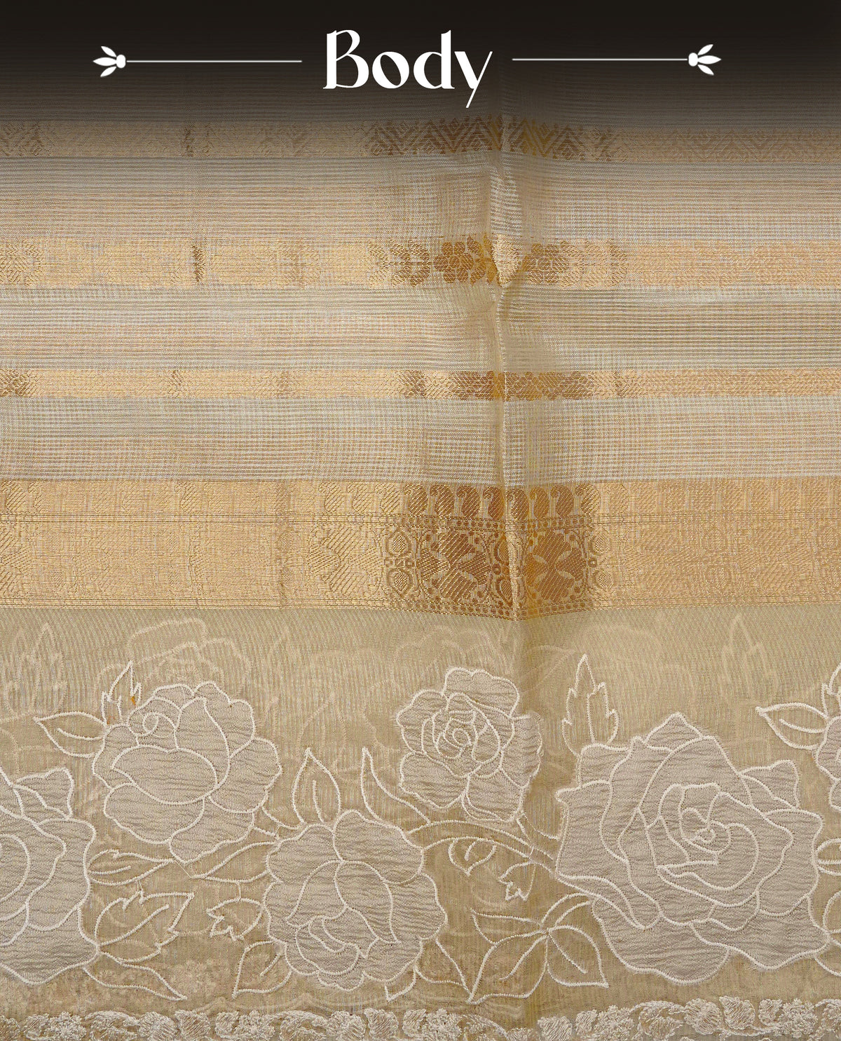 Cream colour Net Kota Designer saree.