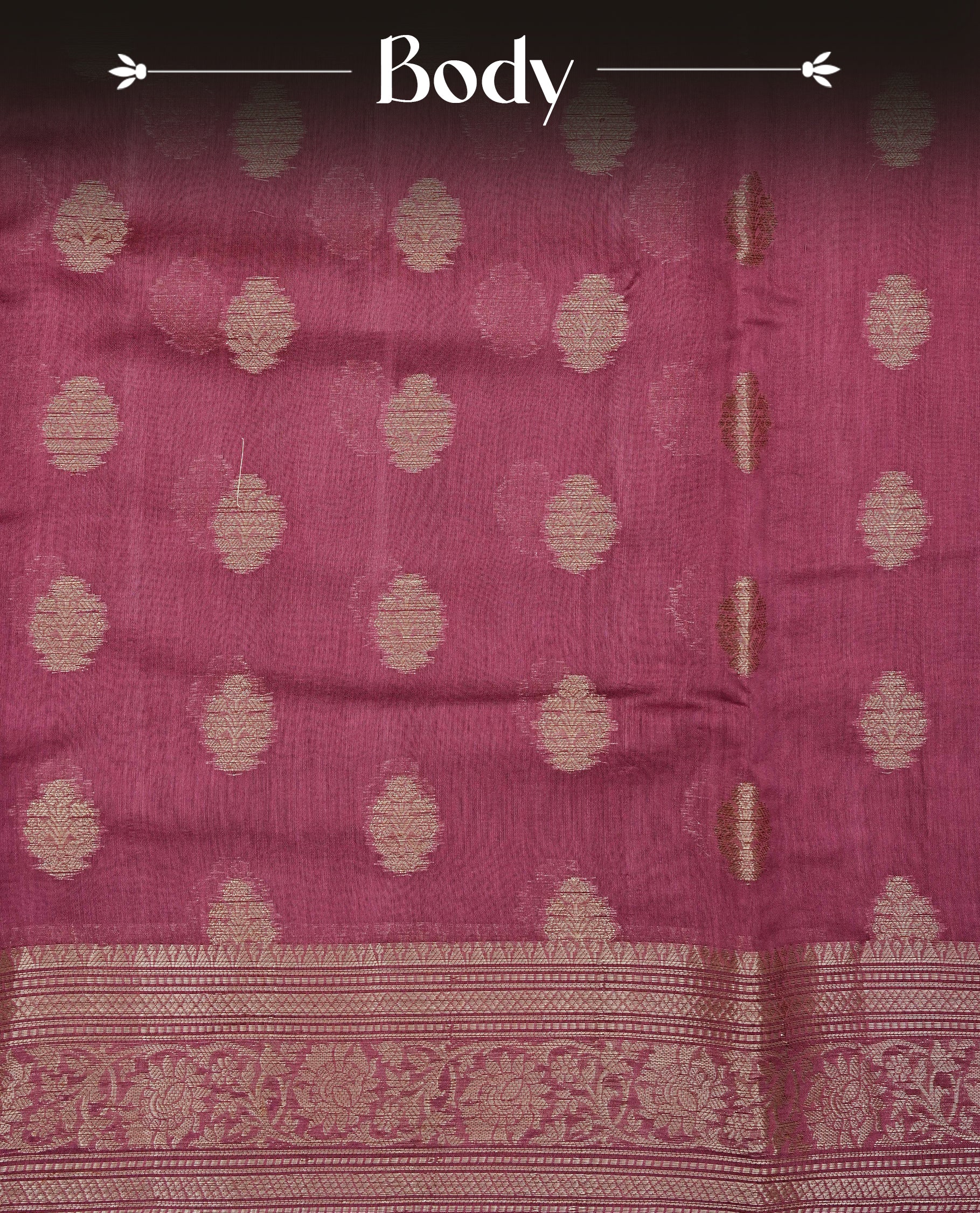Pastel Onion Colour Tussar Silk saree with antique zari butta motifs On Body, a self-toned floral zari border, a rich zari pallu, and a matching blouse piece.