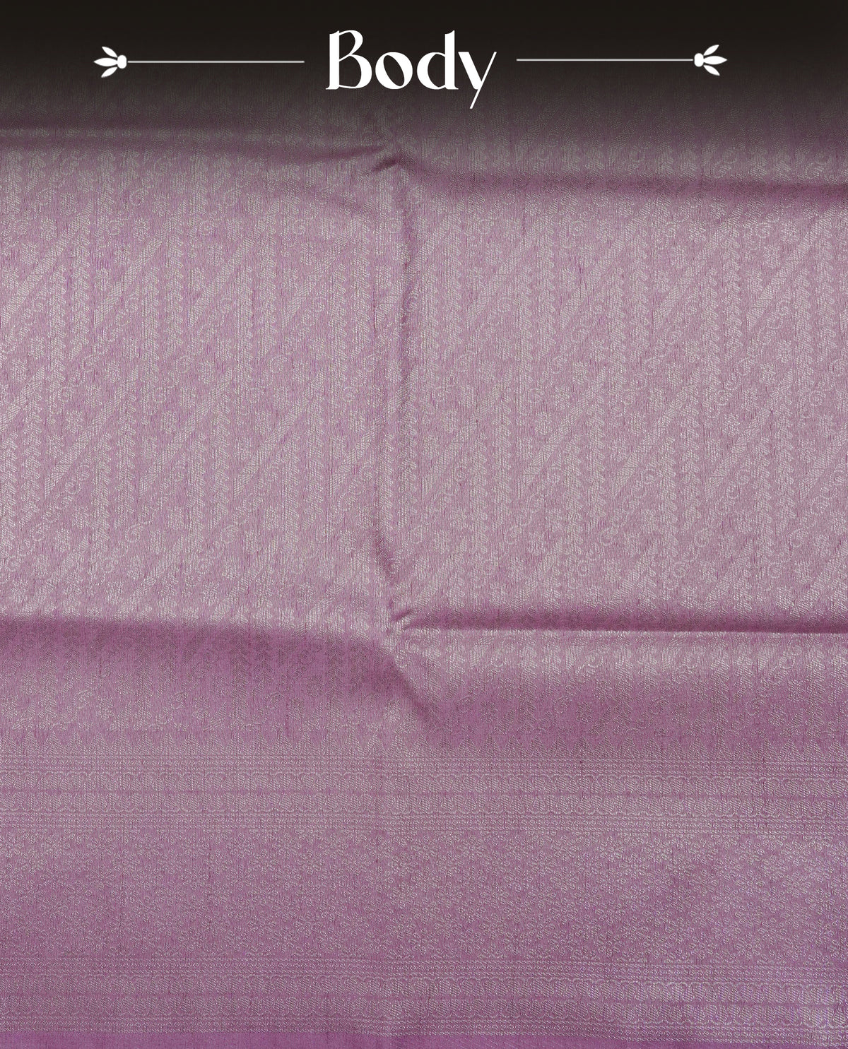 Lavender colour softie silk saree featuring silver zari, rich pallu floral pattern brocade body, with contrasting self colour colour border.paired with matching blouse piece.
