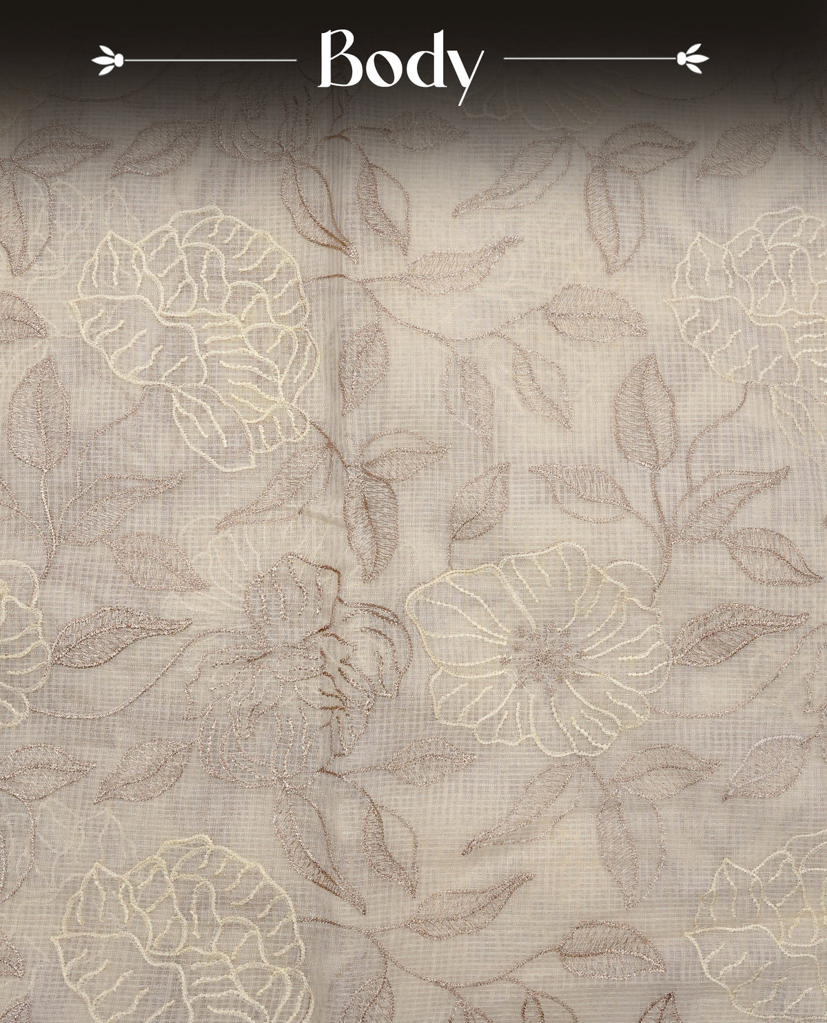 Cream colour Net Kota Designer saree.
