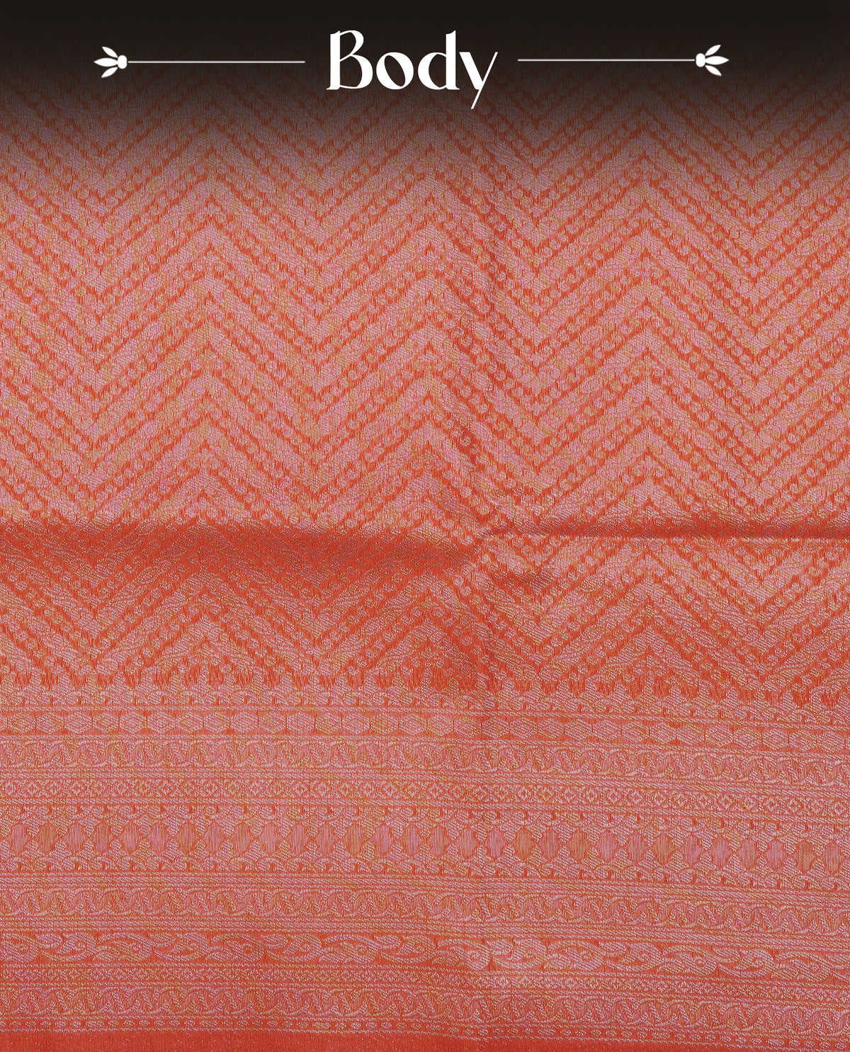 Rust orange colour softie silk saree featuring silver zari, rich pallu brocade body, with contrasting self colour border.paired with matching blouse piece.