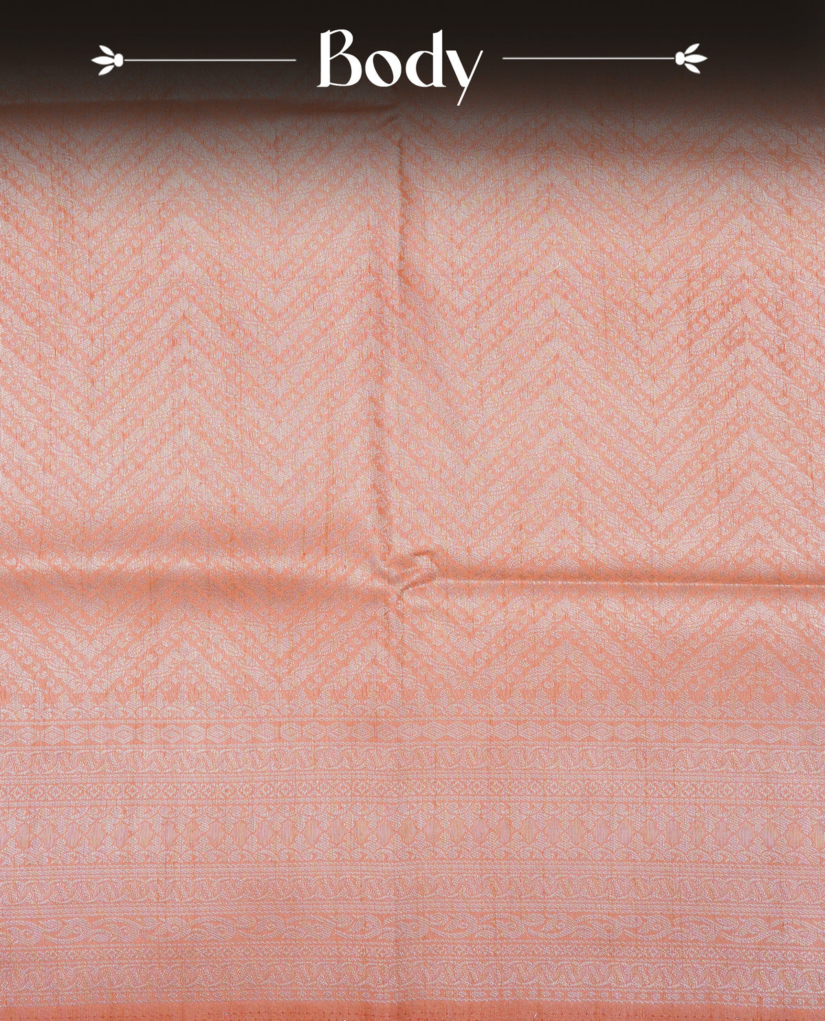 Peach colour softie silk saree featuring silvar zari, rich pallu floral pattern brocade body, with contrasting self colour border.paired with matching blouse piece.