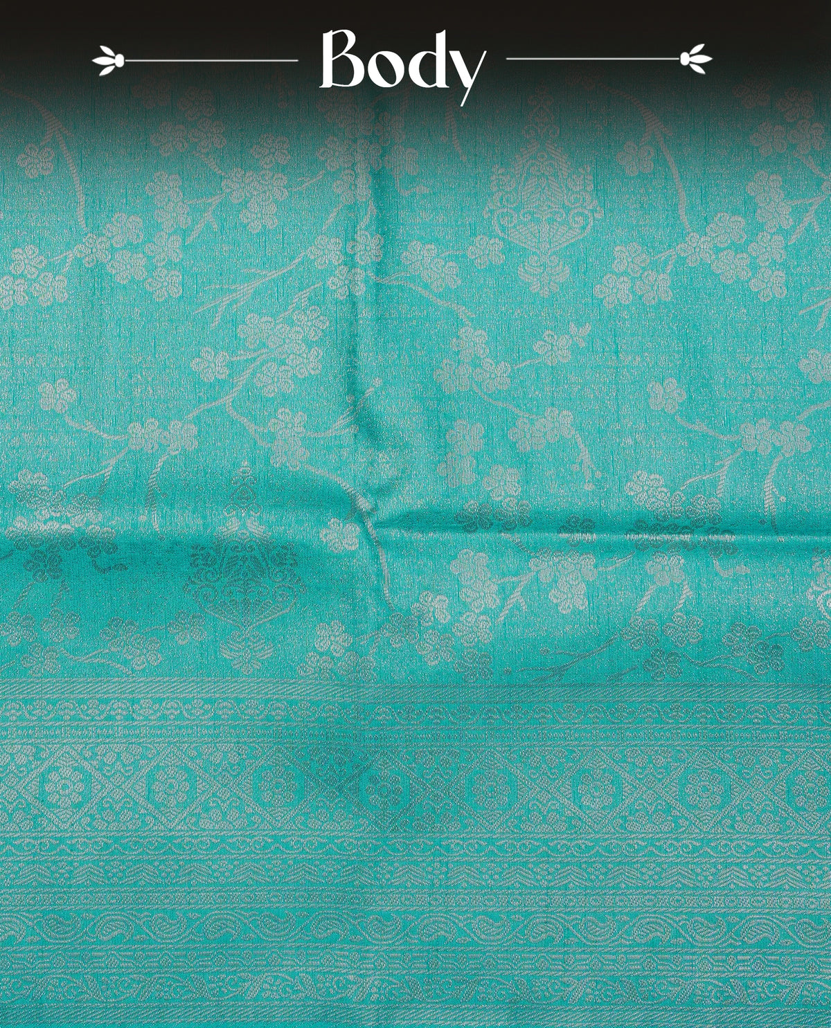 Aqua blue colour softie silk saree featuring silvar zari, rich pallu floral pattern brocade body, with contrasting self colour border.paired with matching blouse piece.