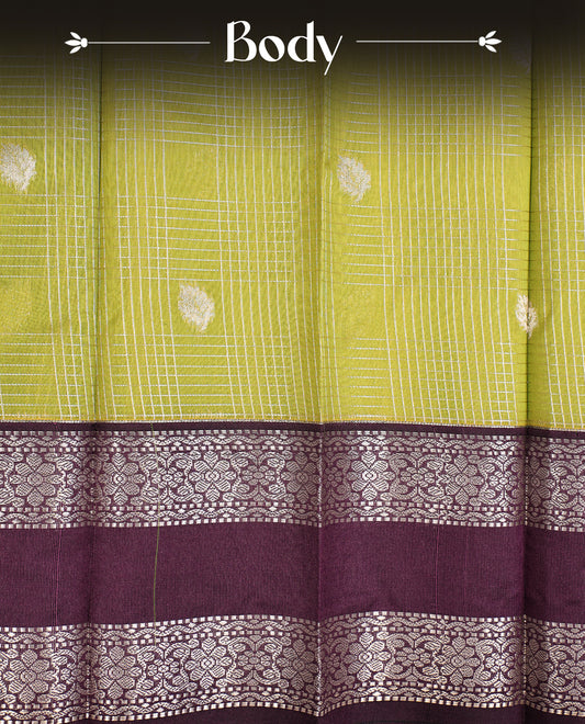 Lime green colour soft silk saree