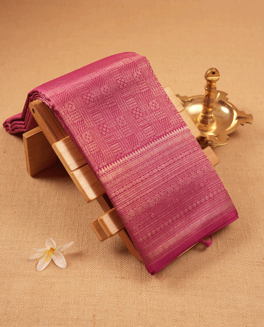 Beaujolais Colour Kancheepuram Wedding Silk Saree having Zari Worked Body with Brocade Border and Self Coloured Blouse