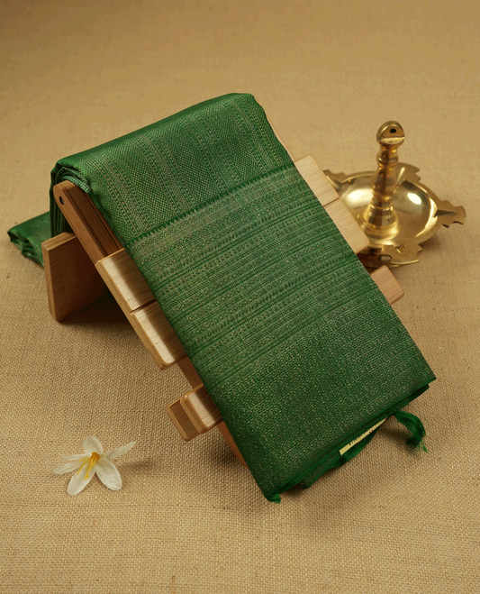 Green Colour Kancheepuram Wedding Silk Saree having Brocade Body and Border with Self Coloured Blouse