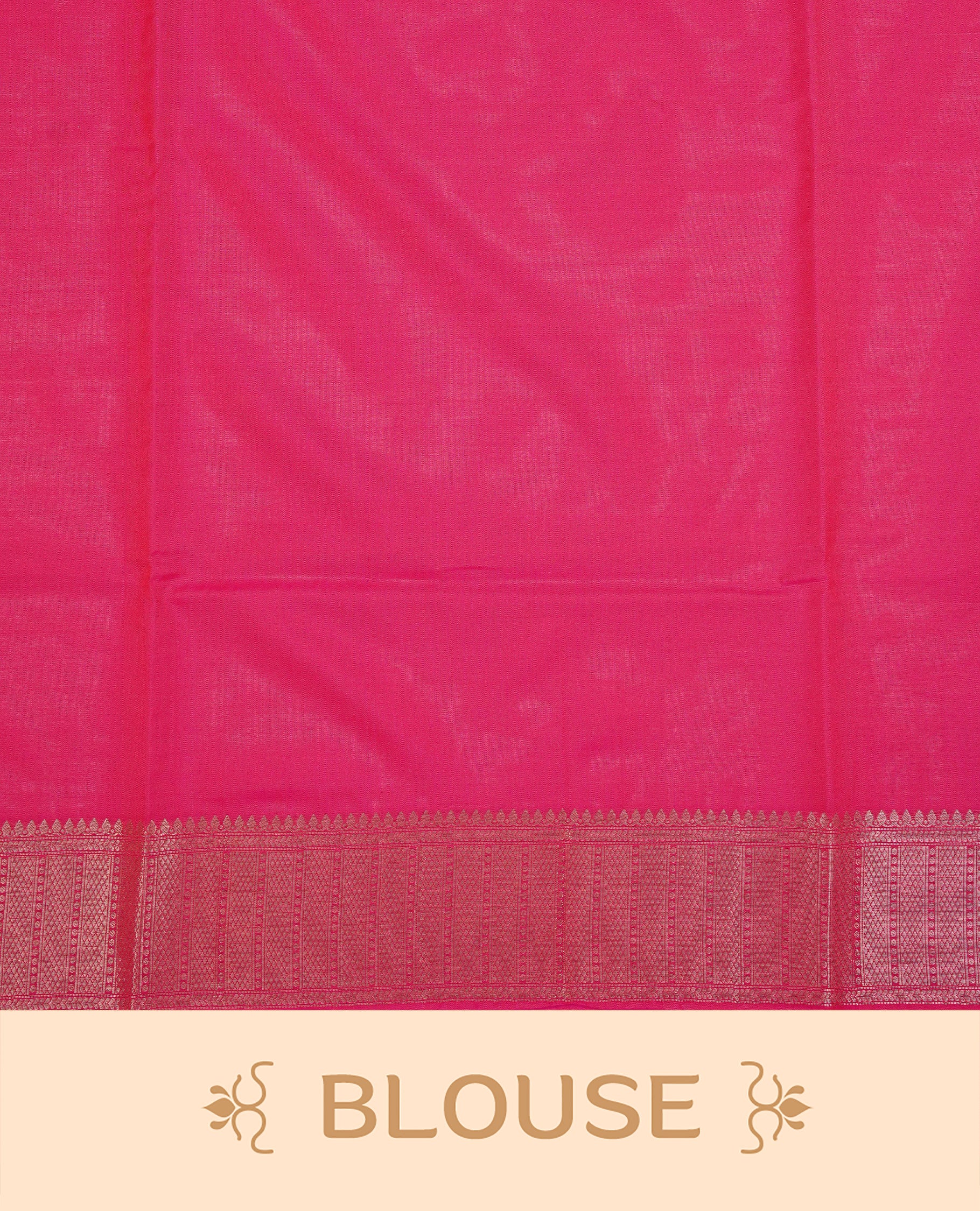 Magenta color Semi Soft Silk Saree Featuring Gold Zari Checks With Delicate Motifs And Stripes Across The Body, Enhanced With A Self Coloured Gold Zari Border, And Paired With A Matching Blouse Piece.