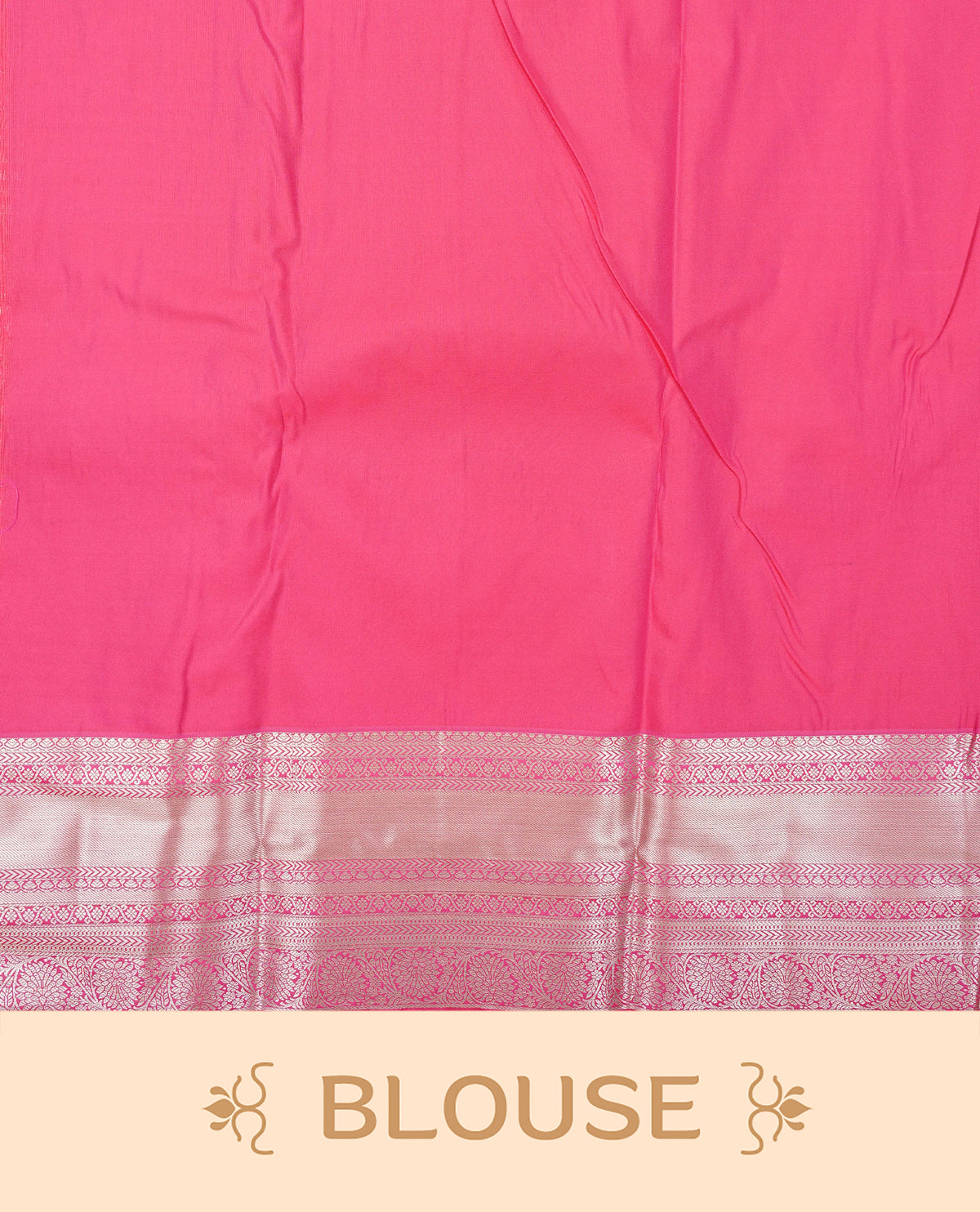 Ice blue colour  semi wedding saree featuring gold zari check pattern with motifs across the body, complemented by a contrast magenta traditional border. Comes with a matching blouse piece.