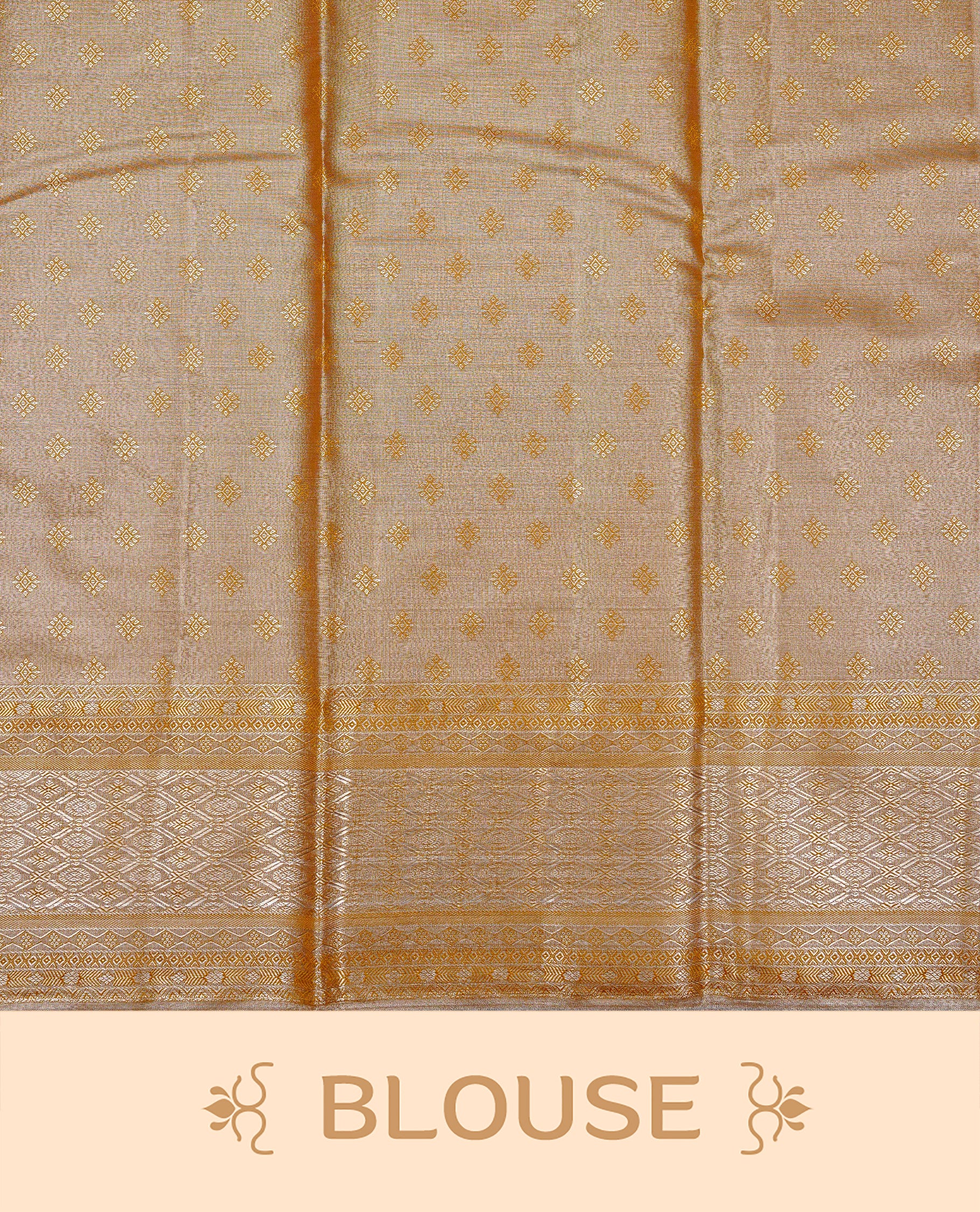 Yellow & Gold colour Double shade Semi tissue silk saree featuring self color kodi pattern on body, self colour with traditional border, paired with matching.