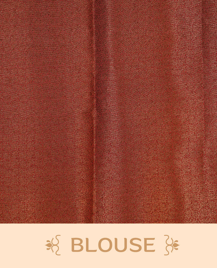 Mauve colour semi banaras tussar silk saree highlighting gold zari bird motifs on body, complemented by self colour with antique zari border, paired with matching blouse piece.