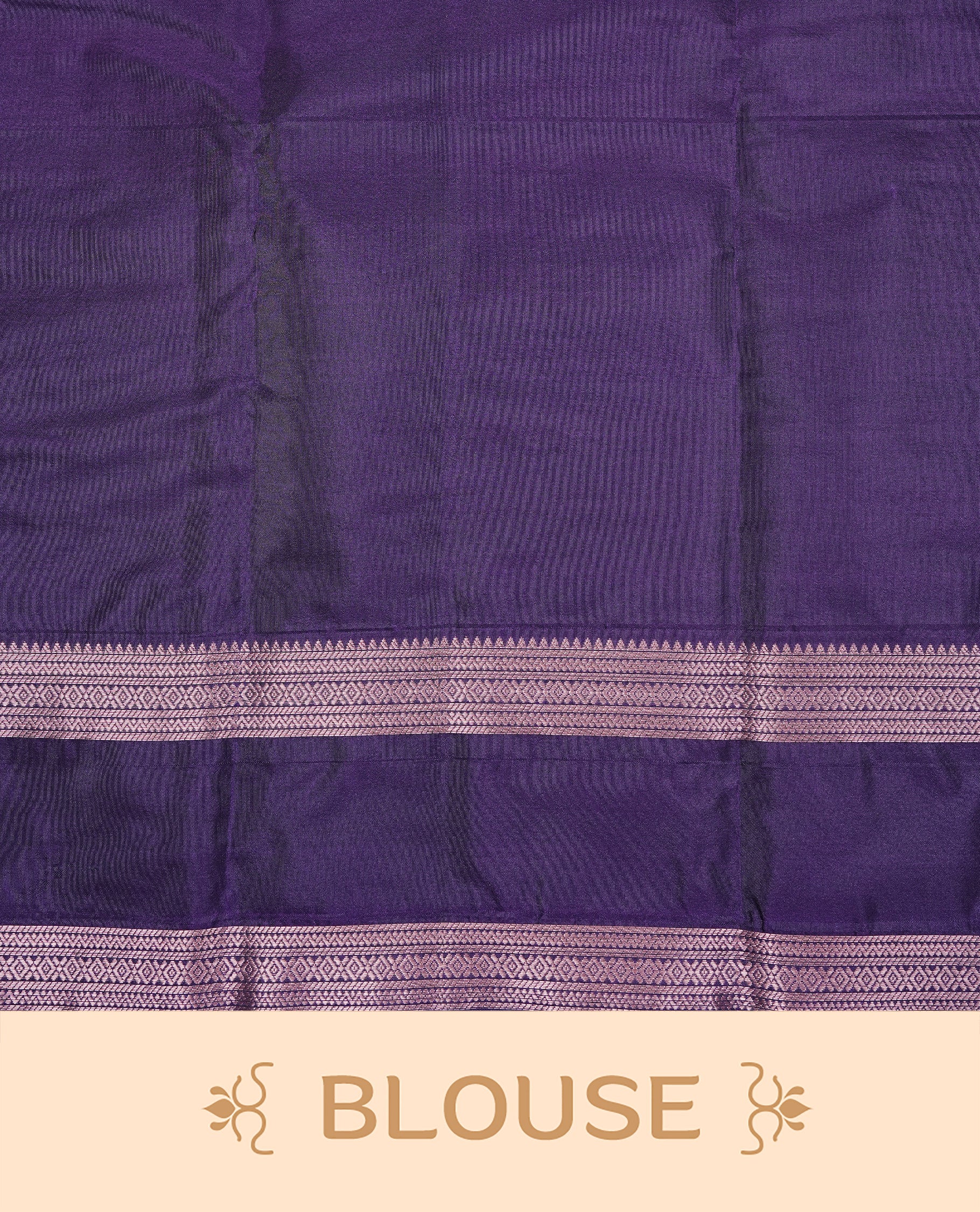 Purple Colour  Semi Soft Slik  Saree Featuring An Elegant Self Floral Woven Body, Enhanced By A Traditional Rose Gold Zari Border And Rich Pallu, Paired With A Matching Blouse Piece.