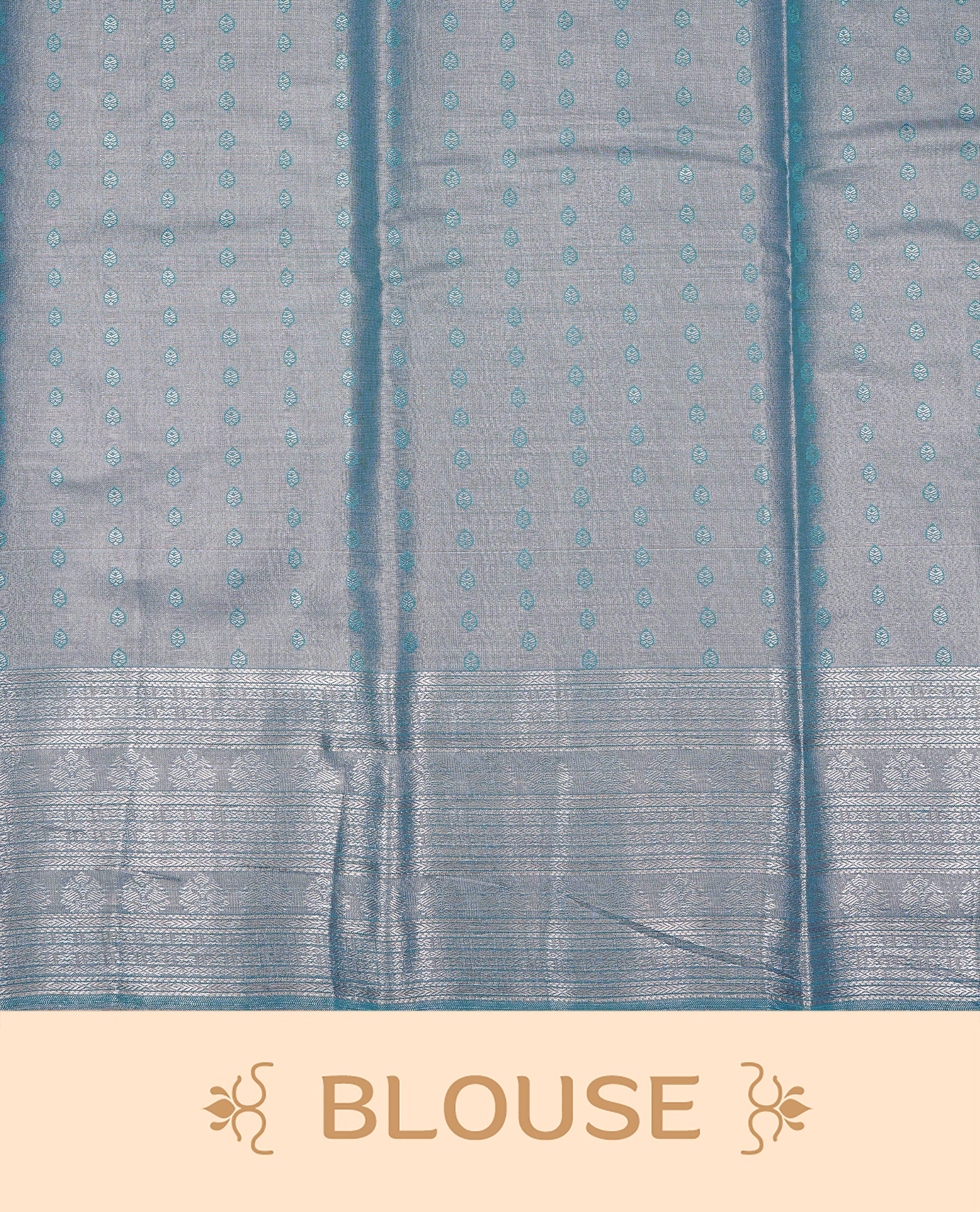 Ice Blue & Silver colour Double shade Semi tissue silk saree featuring silver zari kodi pattern on body, self colour with traditional border, paired with matching.