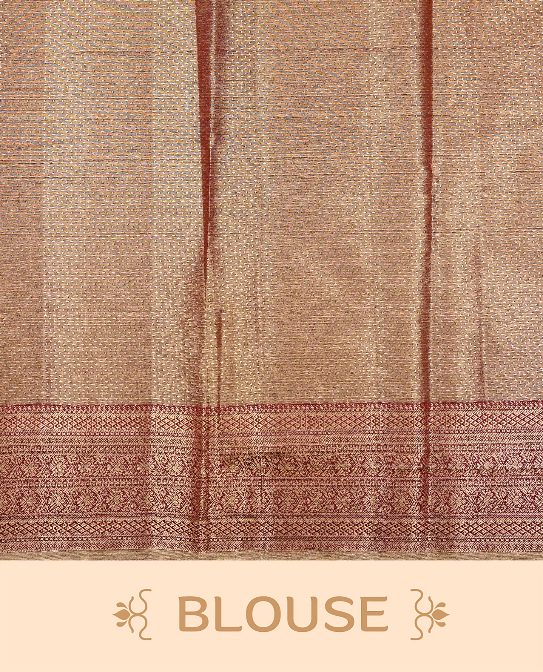 Gold & brown colour Double shade Semi tissue silk saree featuring Gold Floral kodi pattern on body, self colour with traditional border, paired with matching.