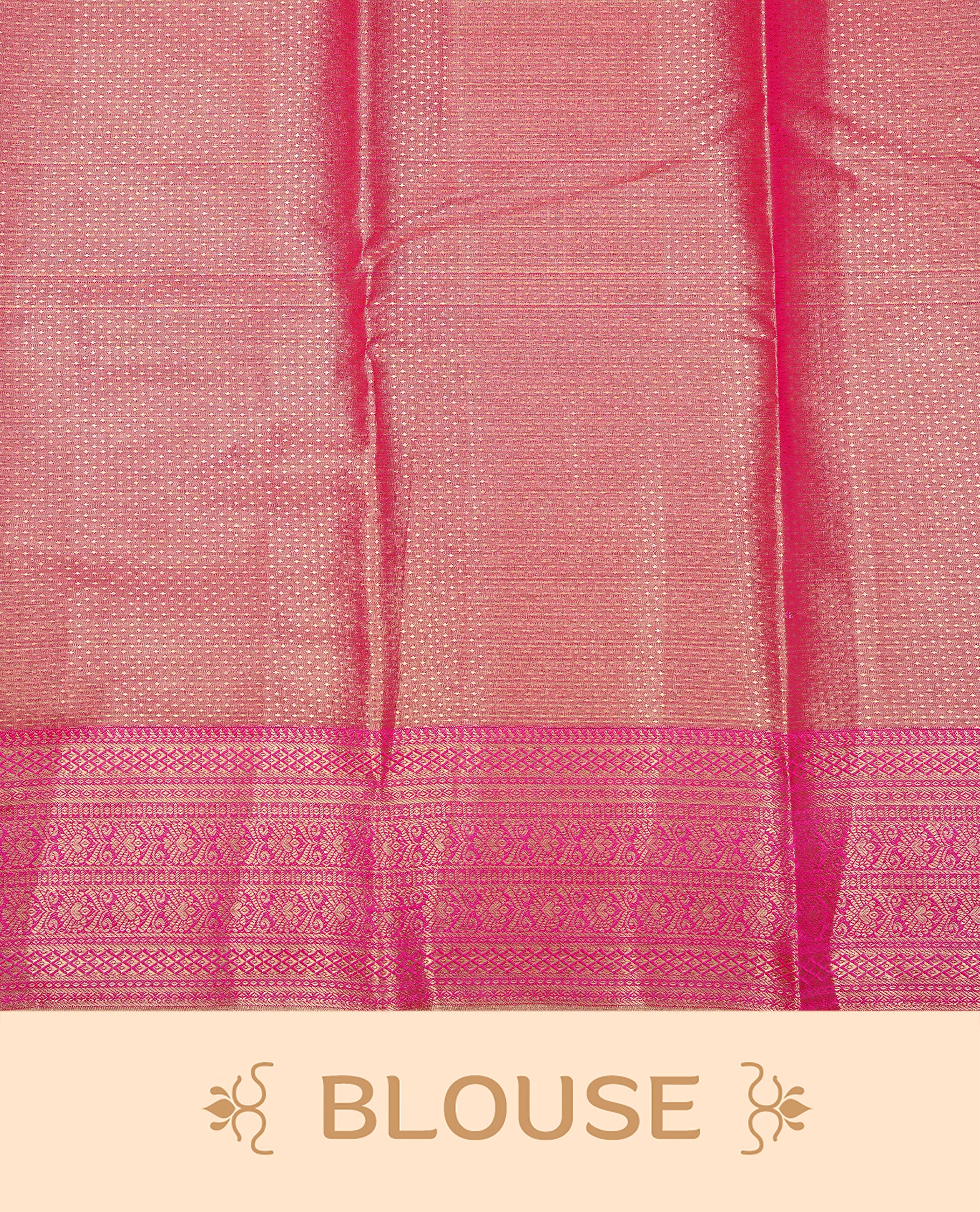 Magenta & Gold colour Double shade Semi tissue silk saree featuring self color kodi pattern on body, self colour with traditional border, paired with matching.