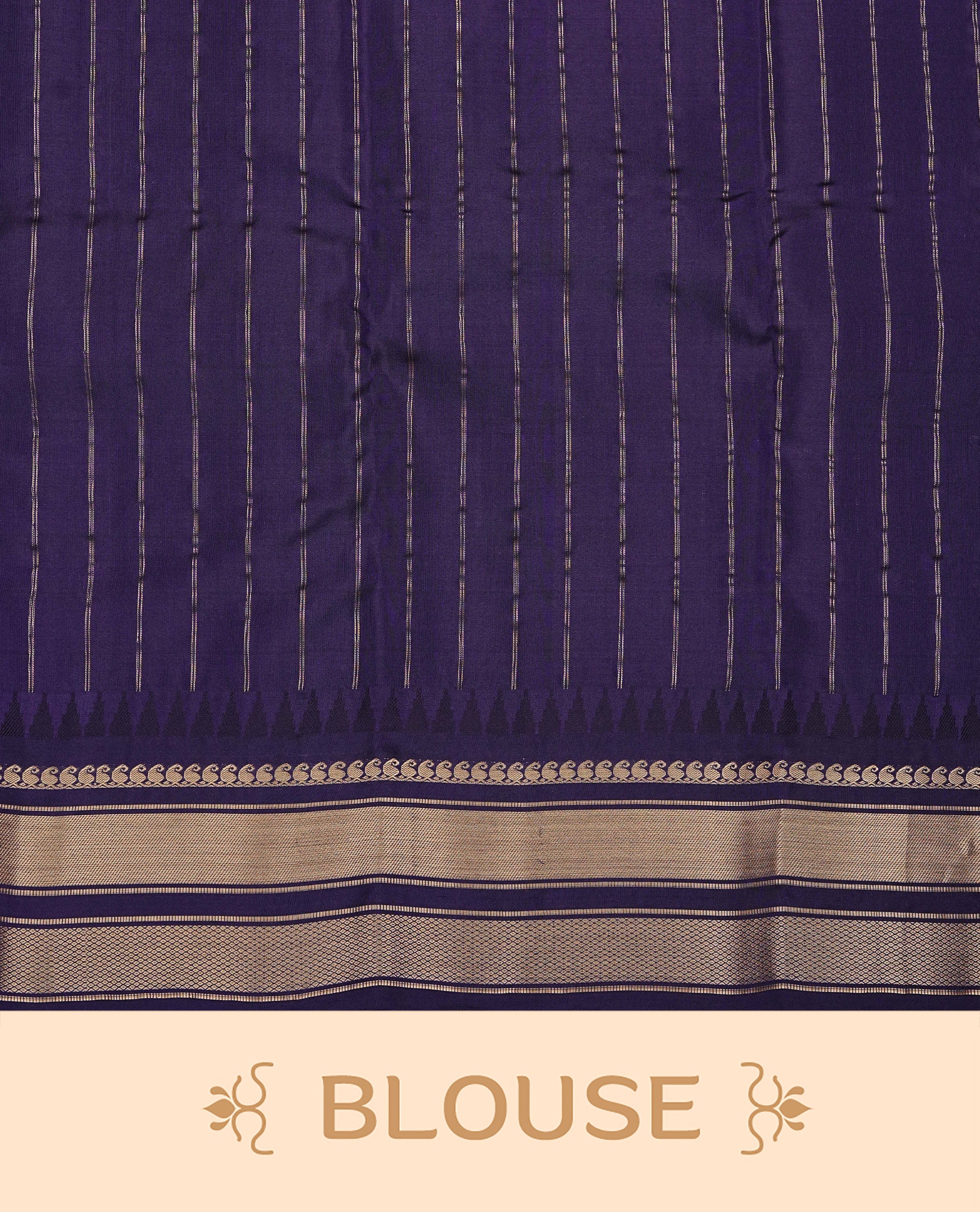 Peacock Blue colour Kancheepuram silk saree featuring  Check pattern on body, complemented by Navy blue colour with Traditional border, comes with matching blouse piece.